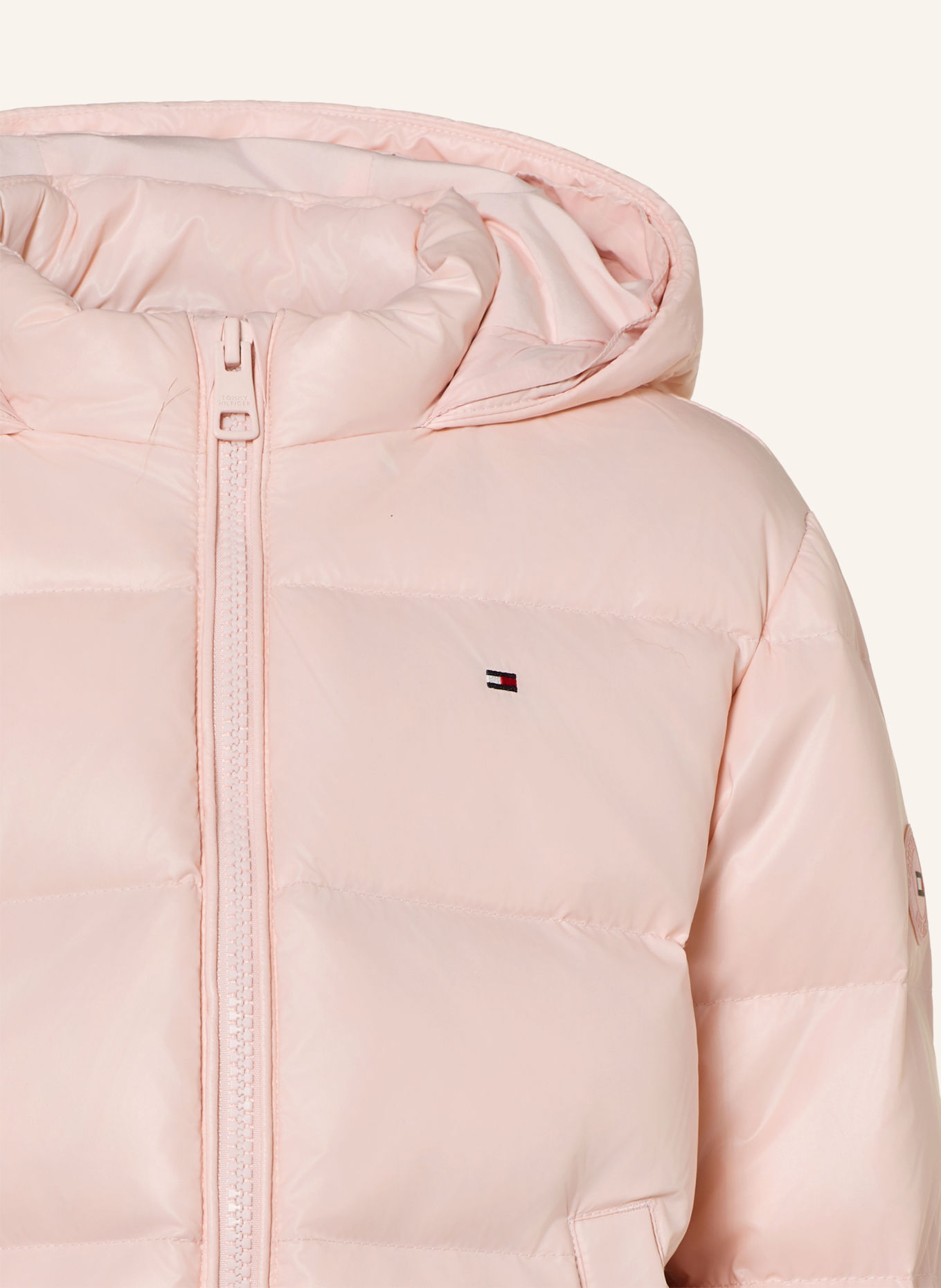 TOMMY HILFIGER Donsjas met afneembare kunstbontkraag: ROSE CLAIR / LICHTGRIJS
