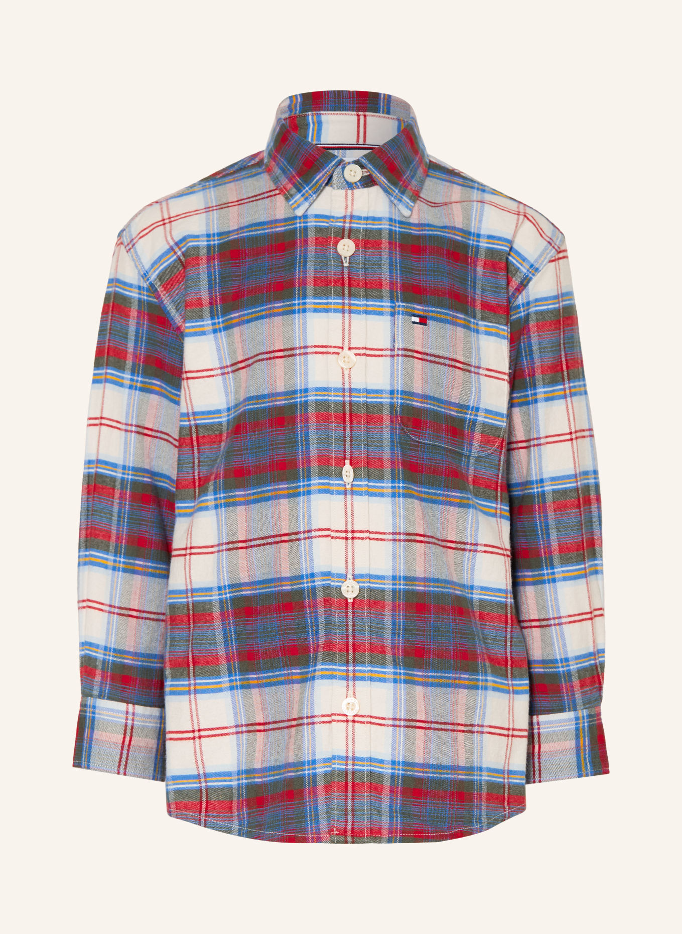 TOMMY HILFIGER Hemd: BLAU / CREME / ROT