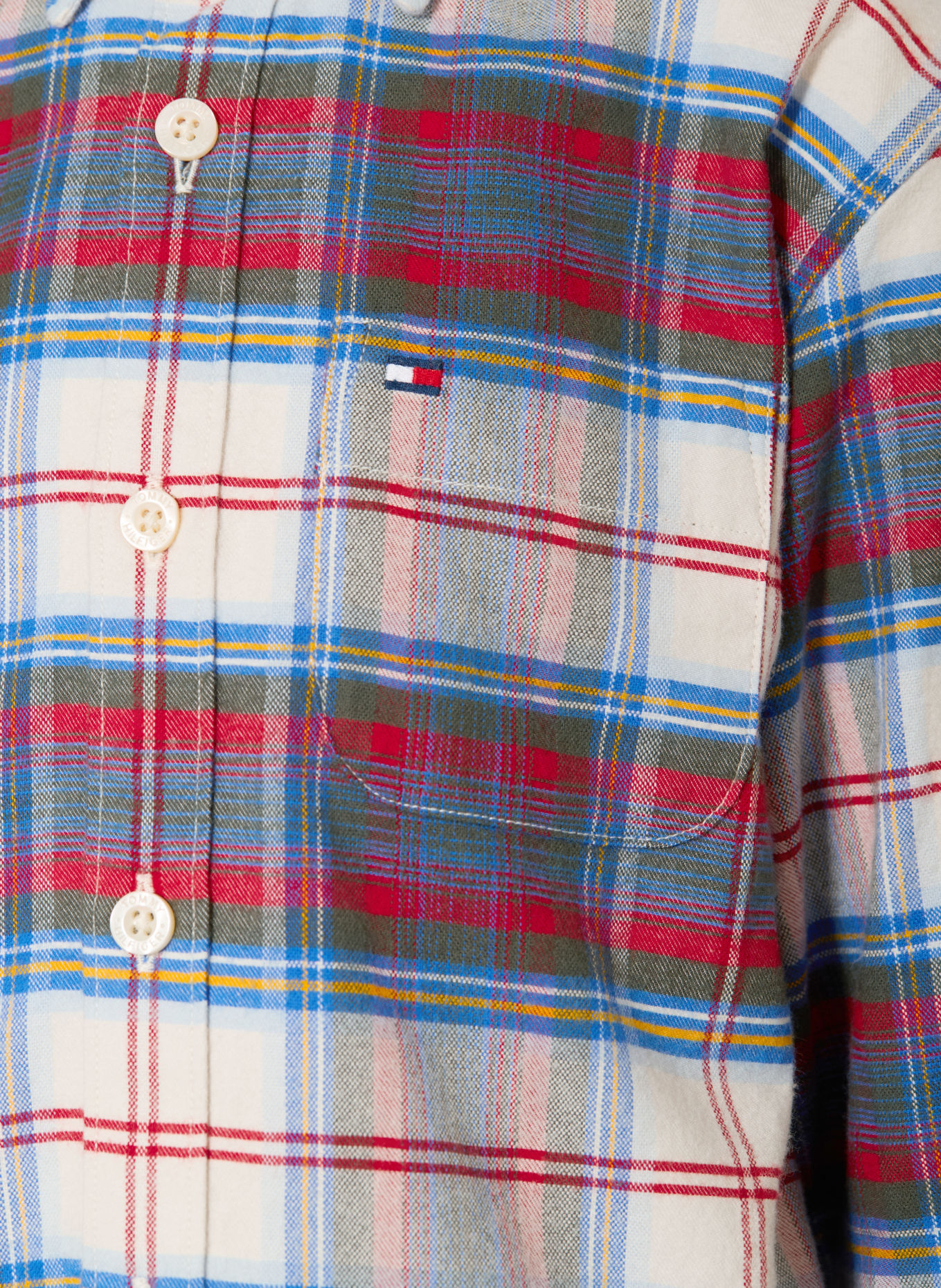 TOMMY HILFIGER Hemd: BLAU / CREME / ROT