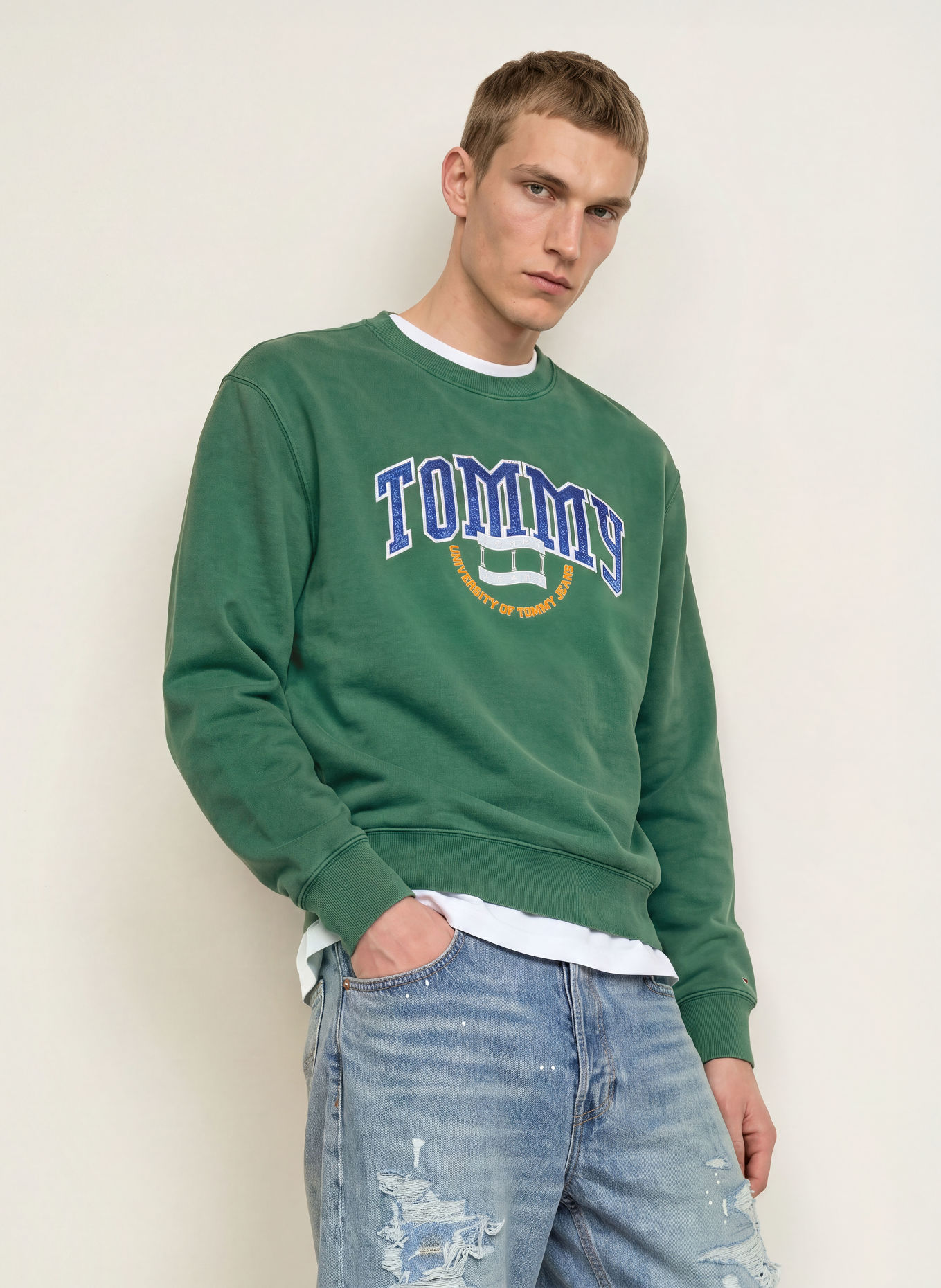 TOMMY JEANS Sweatshirt: GROEN / GEEL / BLAUW