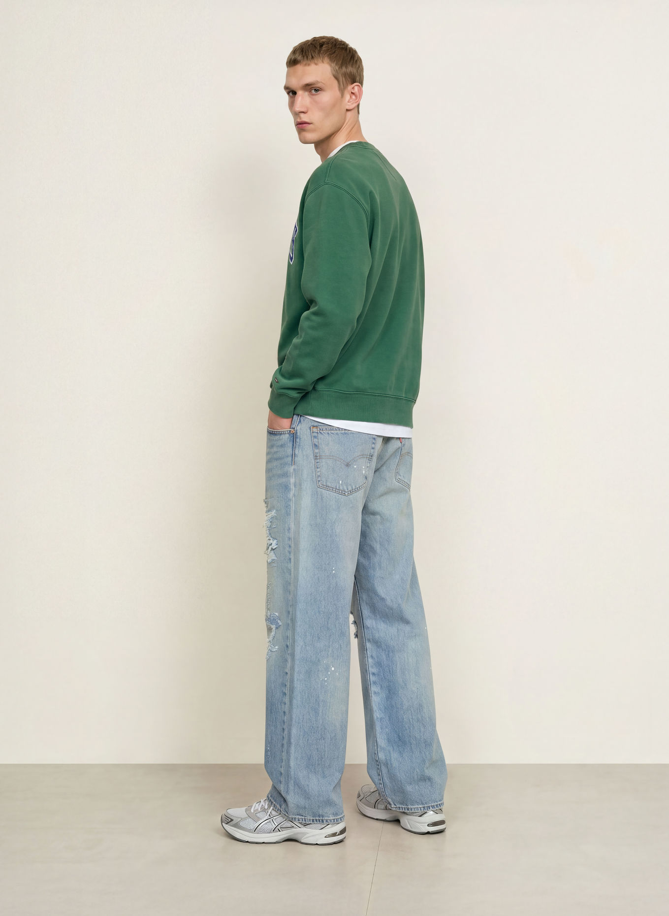 TOMMY JEANS Sweatshirt: GROEN / GEEL / BLAUW