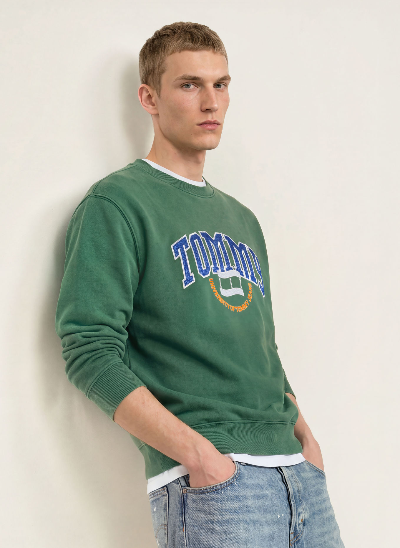 TOMMY JEANS Sweatshirt: GROEN / GEEL / BLAUW