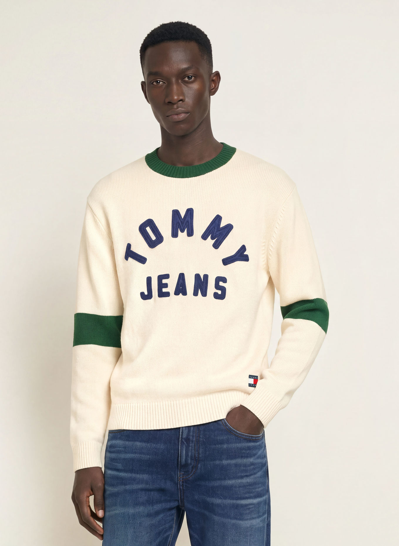 TOMMY JEANS Trøjer: CREME / MØRKEGRØN / MØRKEBLÅ