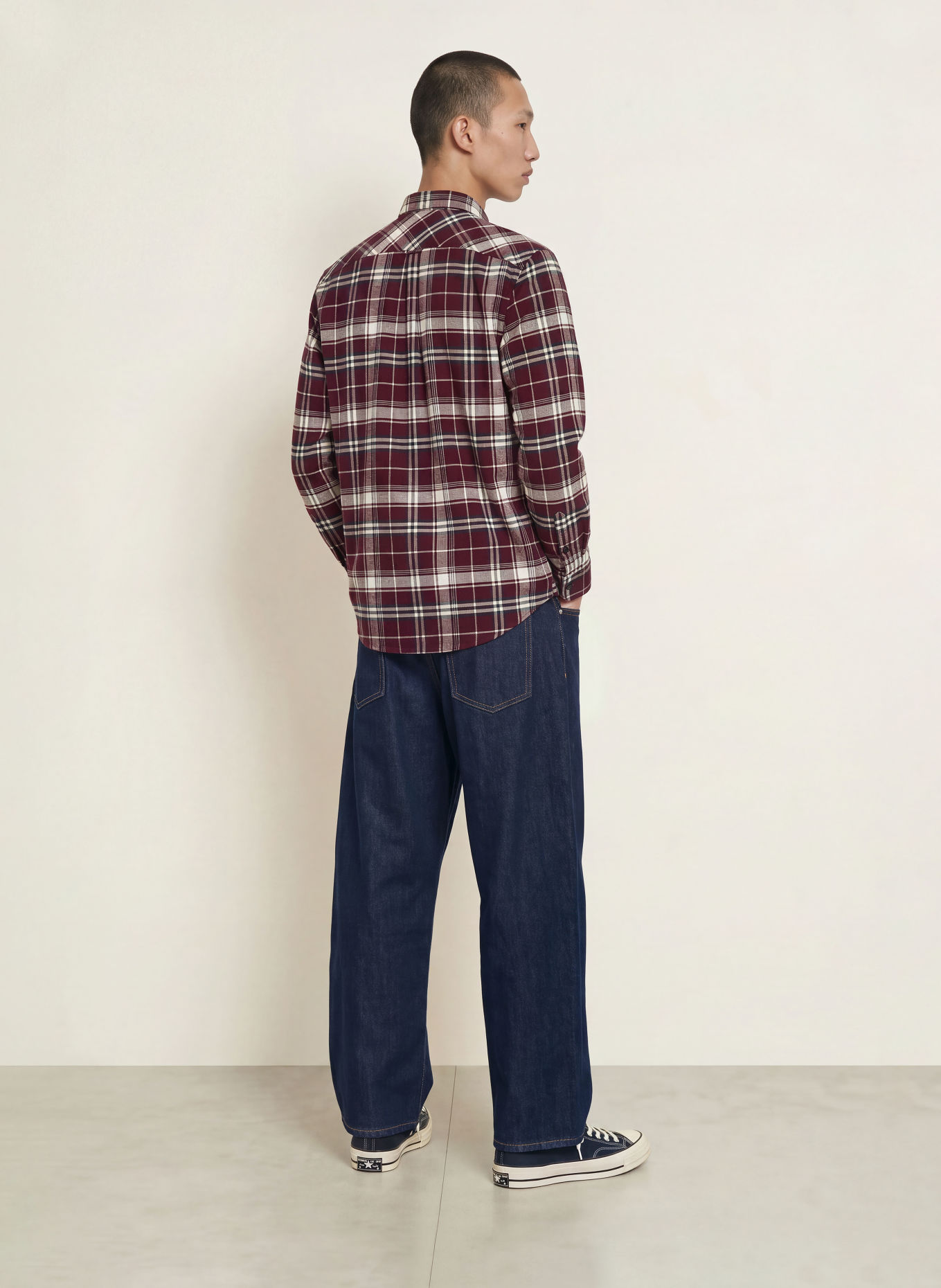 TOMMY JEANS Flanell-Overshirt Comfort Fit: DUNKELROT / MINT / WEISS