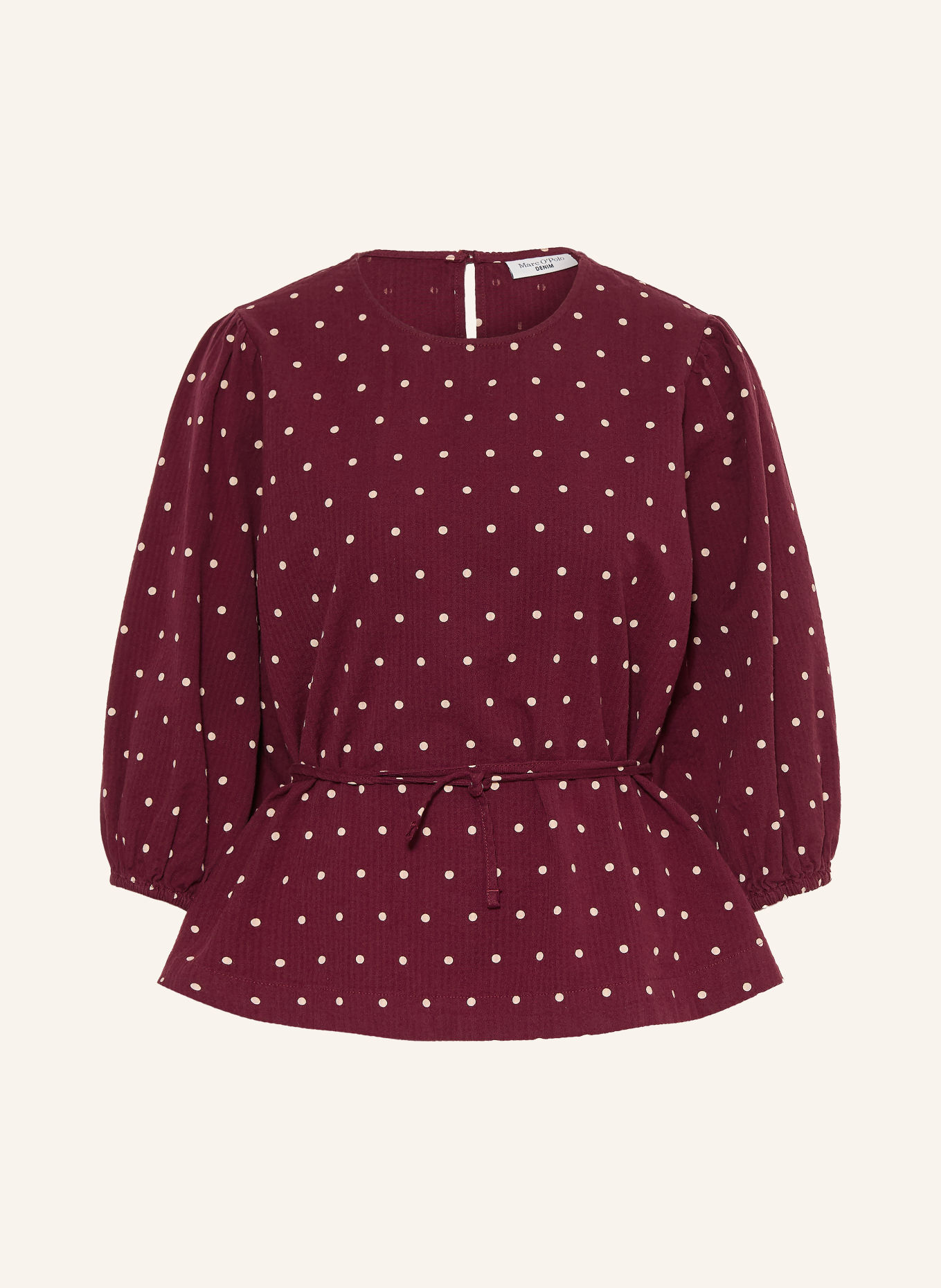 Marc O'Polo DENIM Blusenshirt mit 3/4-Arm: DUNKELROT / CREME