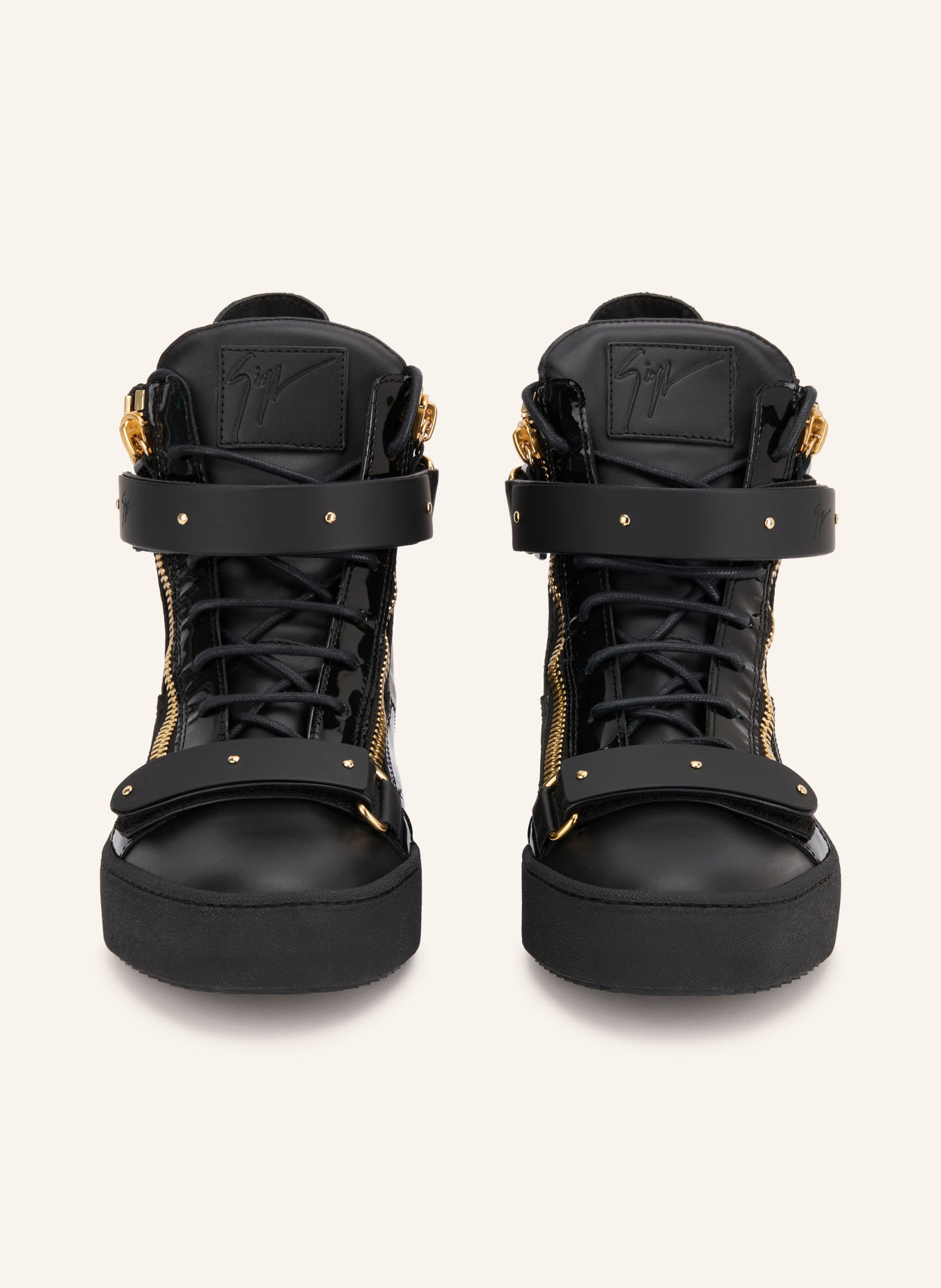 GIUSEPPE ZANOTTI DESIGN Hoge sneakers: ZWART / GOUD