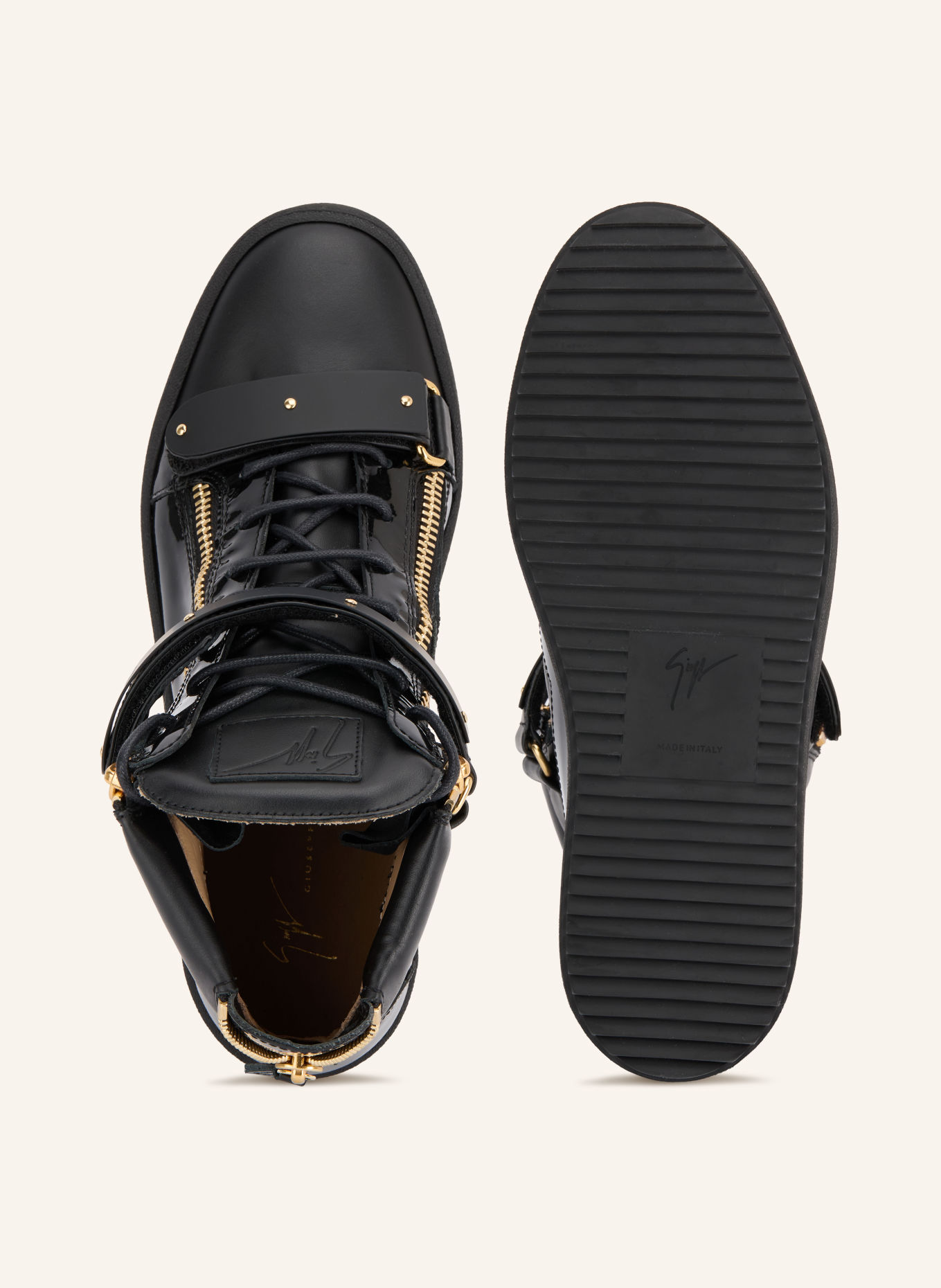 GIUSEPPE ZANOTTI DESIGN Hoge sneakers: ZWART / GOUD