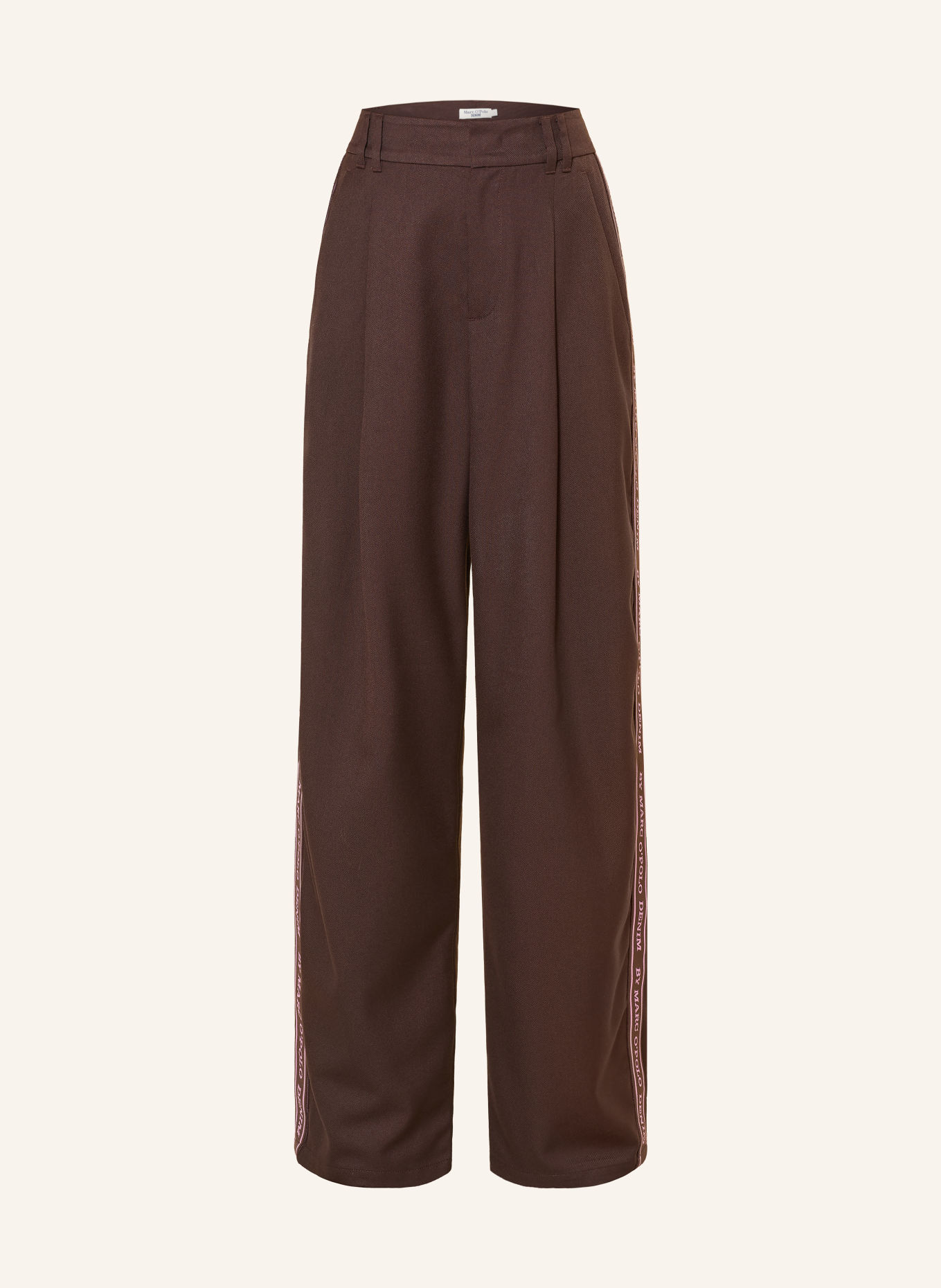 Marc O'Polo DENIM Pantalon à bandes de galon: MARRON FONCÉ / ROSE FUCHSIA