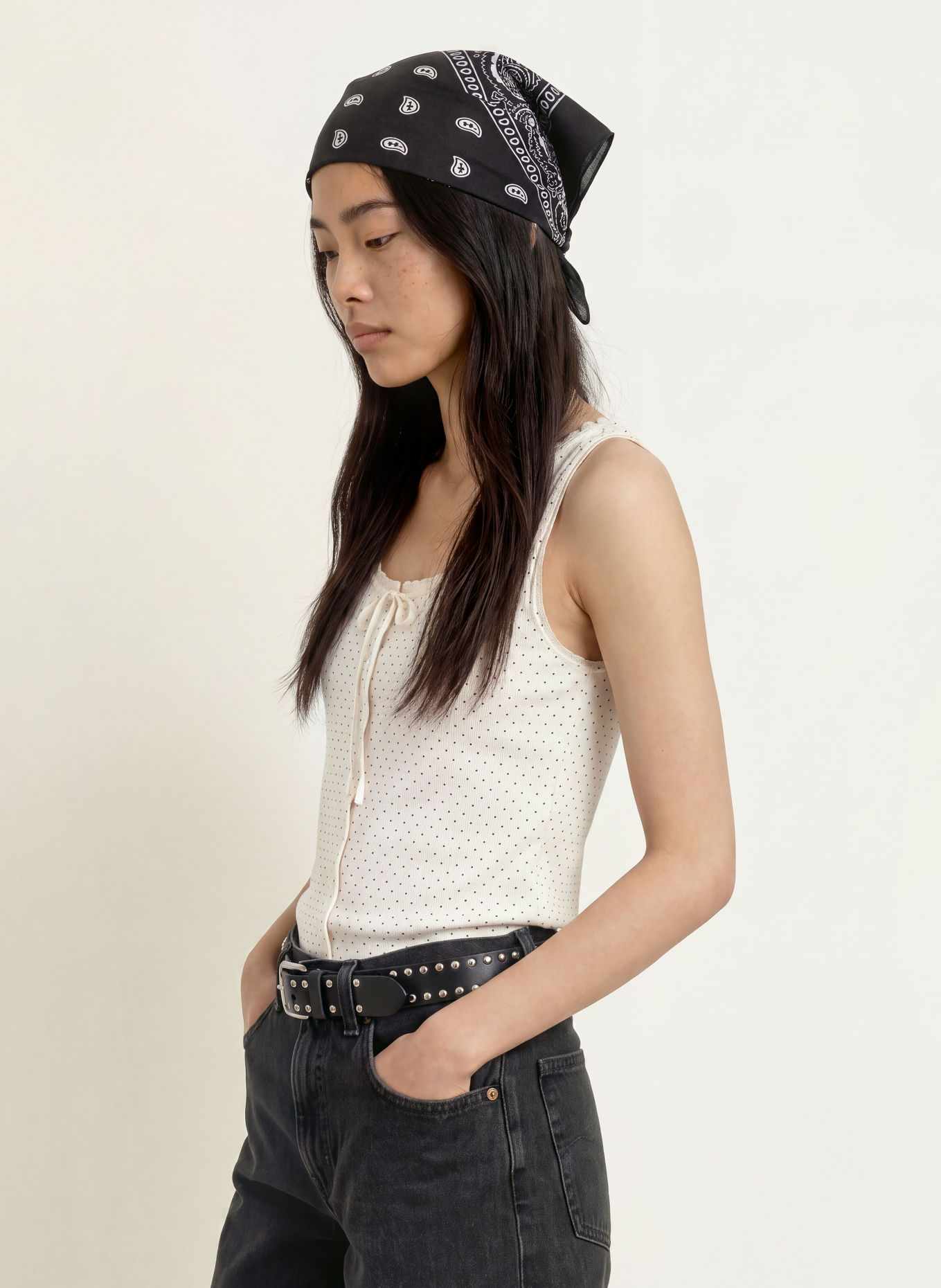 Levi's® Top DRY GOODS POINTELLE met kant: WIT / ZWART