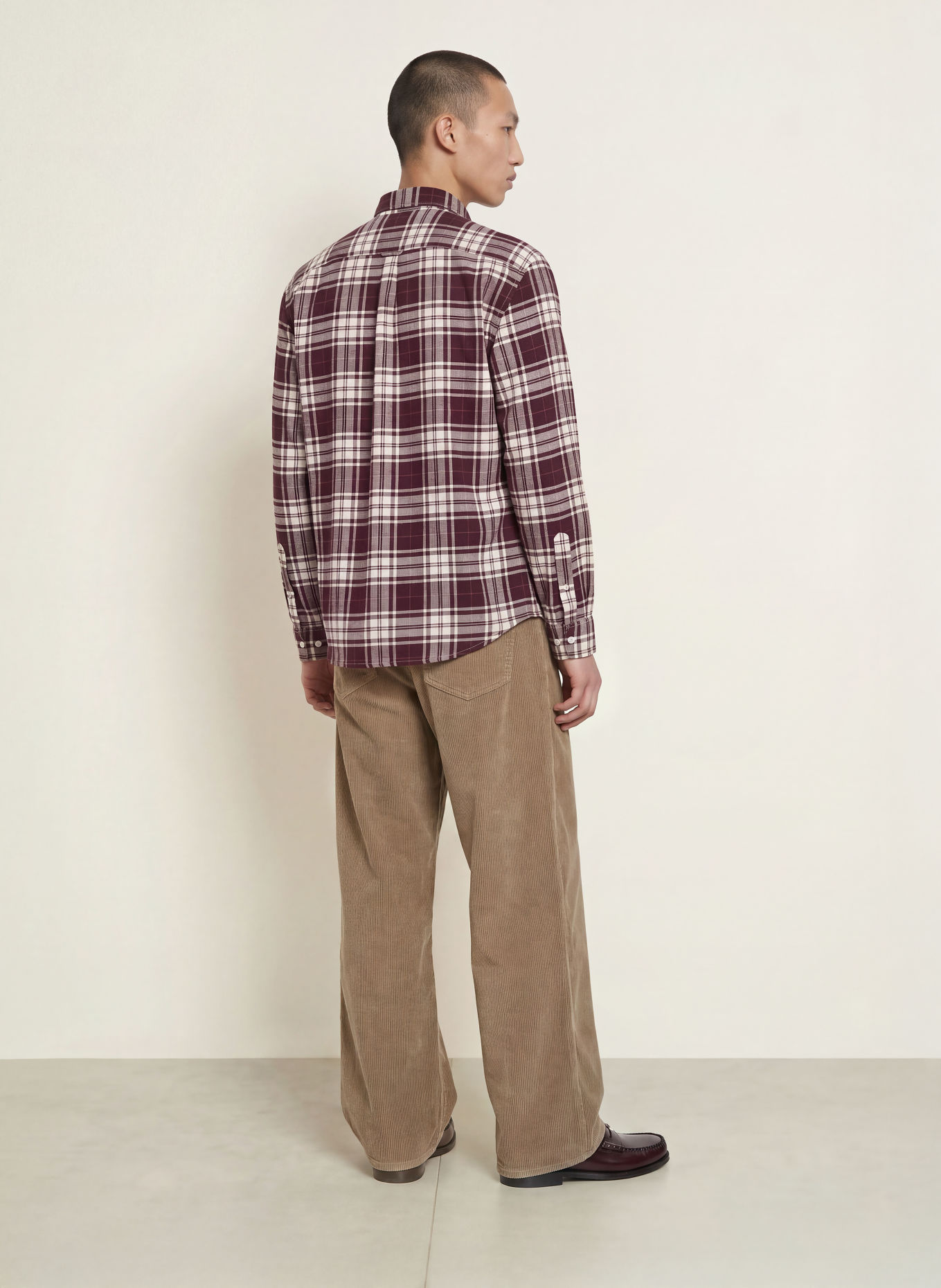 LACOSTE Koszula flanelowa o kroju Regular Fit: CIEMNOCZERWONY / KHAKI / BIAŁY