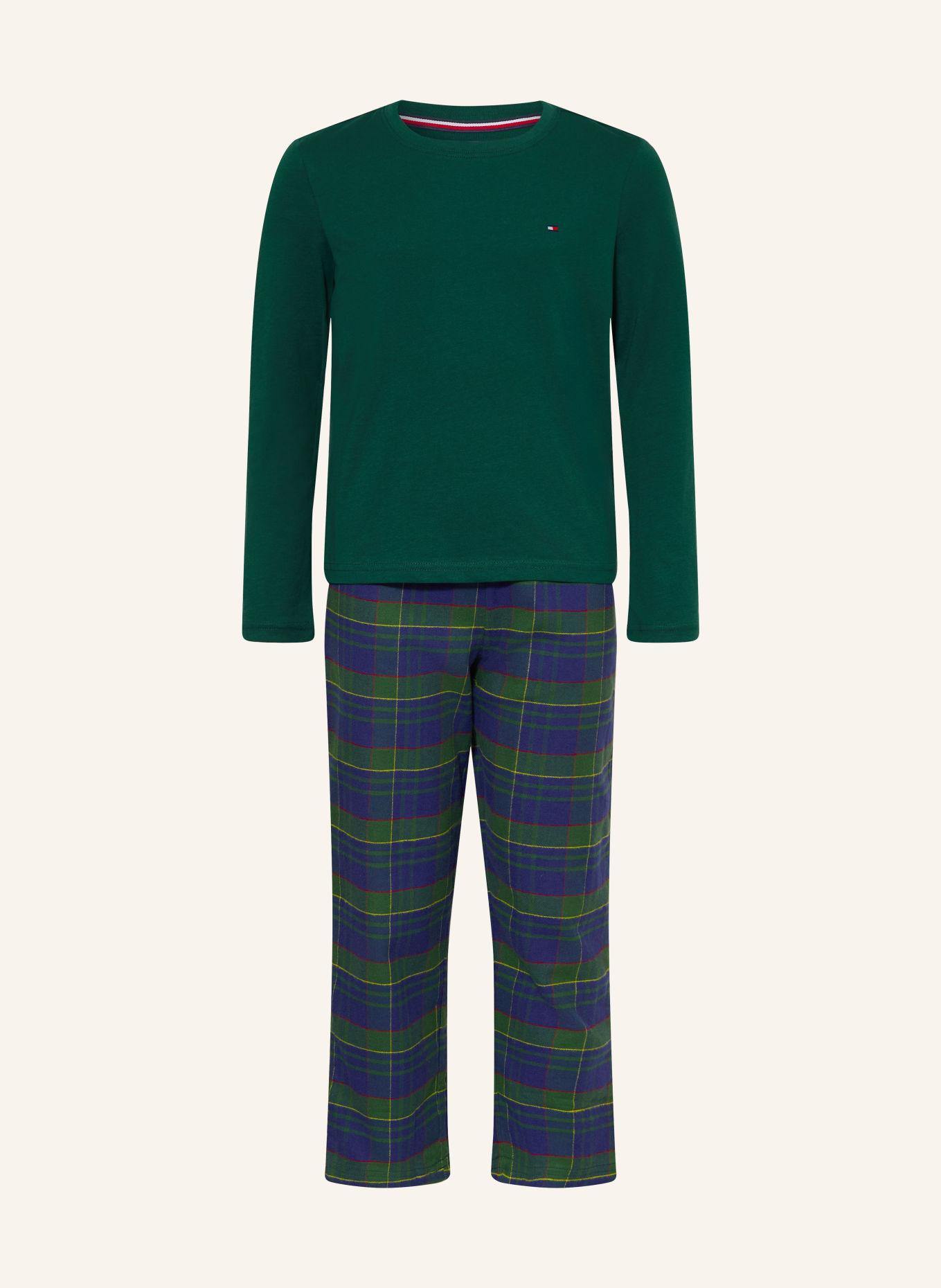 TOMMY HILFIGER Piżama: CIEMNOZIELONY / GRANATOWY