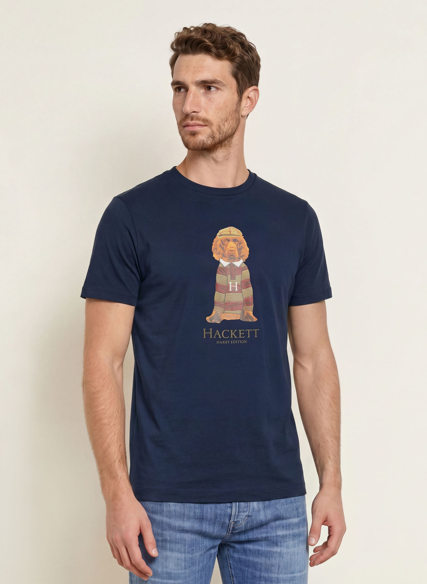 HACKETT LONDON T-shirt HERITAGE HARRY: DONKERBLAUW