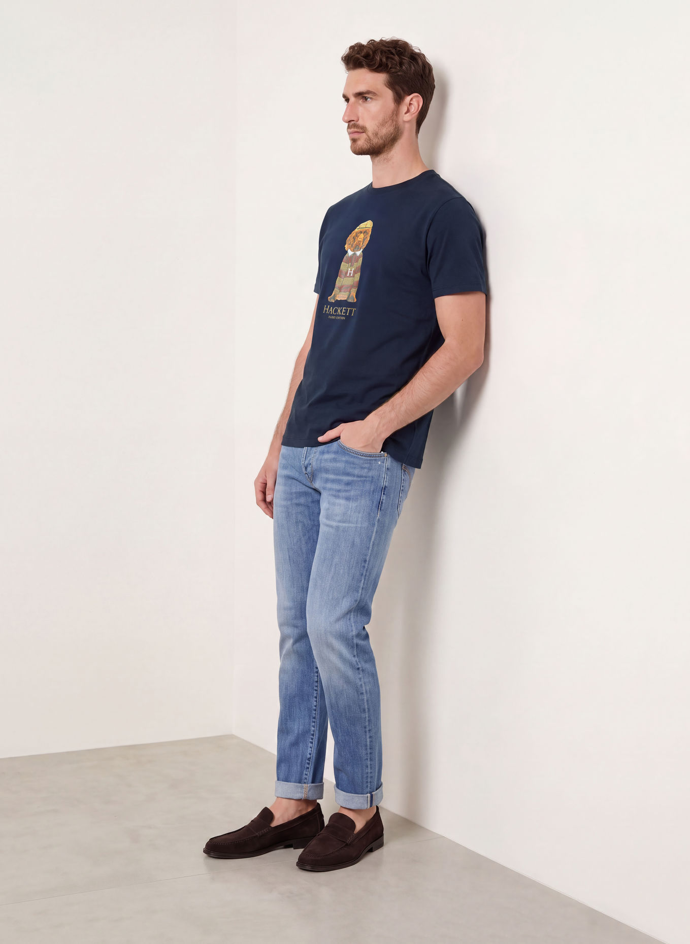 HACKETT LONDON T-shirt HERITAGE HARRY: DONKERBLAUW