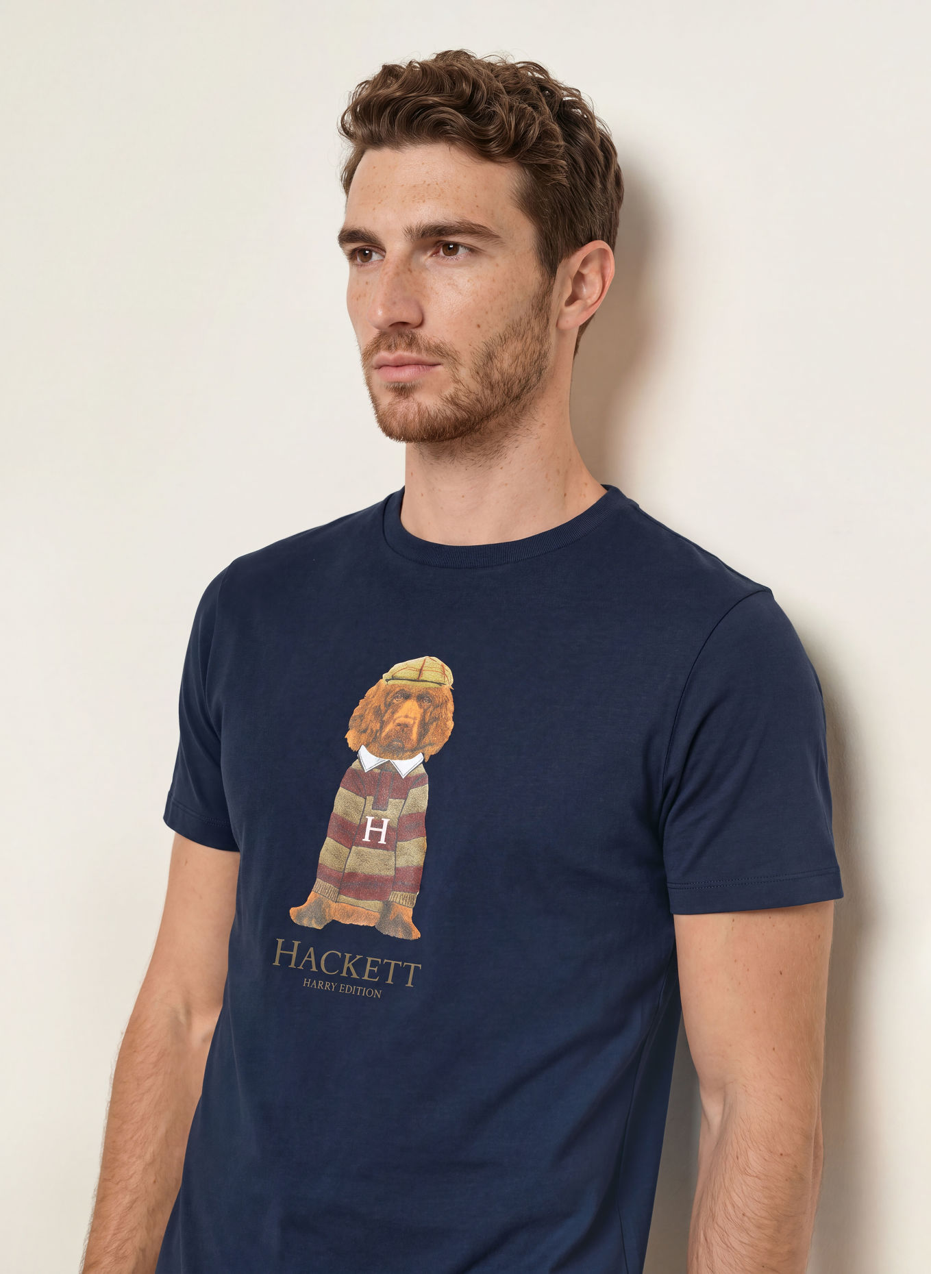 HACKETT LONDON T-shirt HERITAGE HARRY: DONKERBLAUW