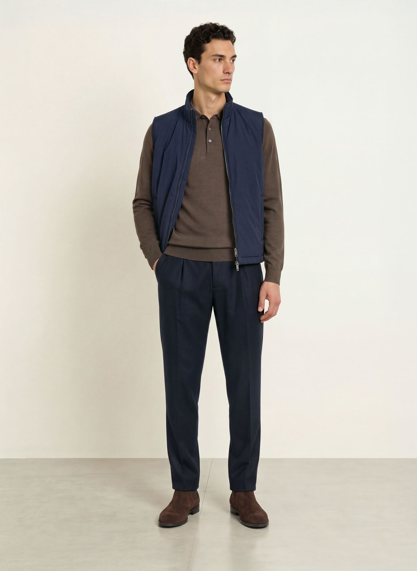 HACKETT LONDON Bodywarmer van gemengde materialen: DONKERBLAUW