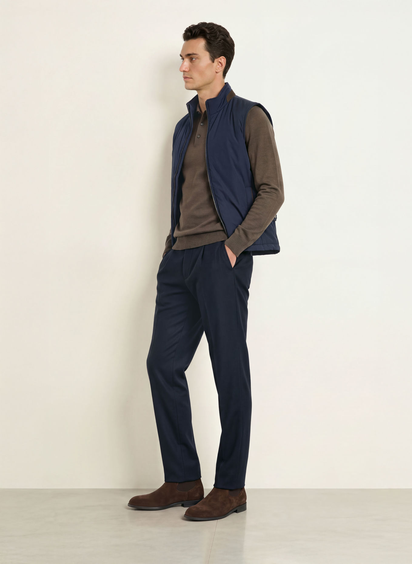 HACKETT LONDON Bodywarmer van gemengde materialen: DONKERBLAUW