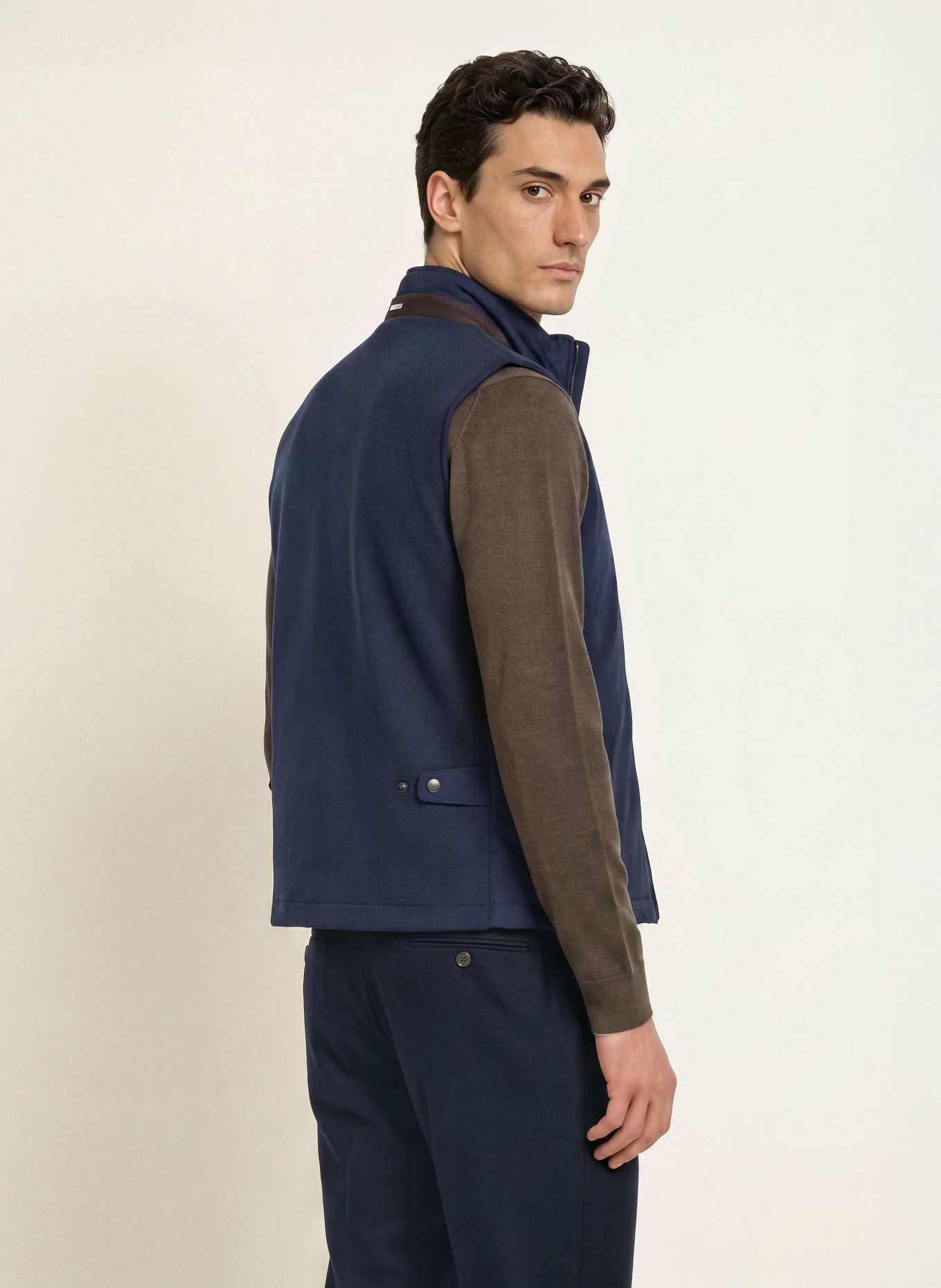 HACKETT LONDON Bodywarmer van gemengde materialen: DONKERBLAUW