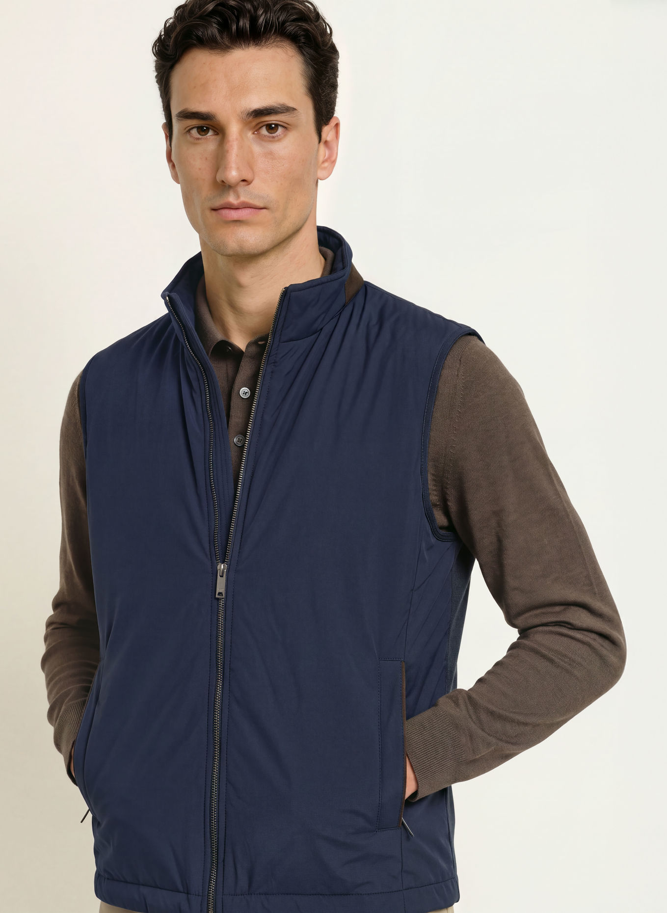 HACKETT LONDON Bodywarmer van gemengde materialen: DONKERBLAUW