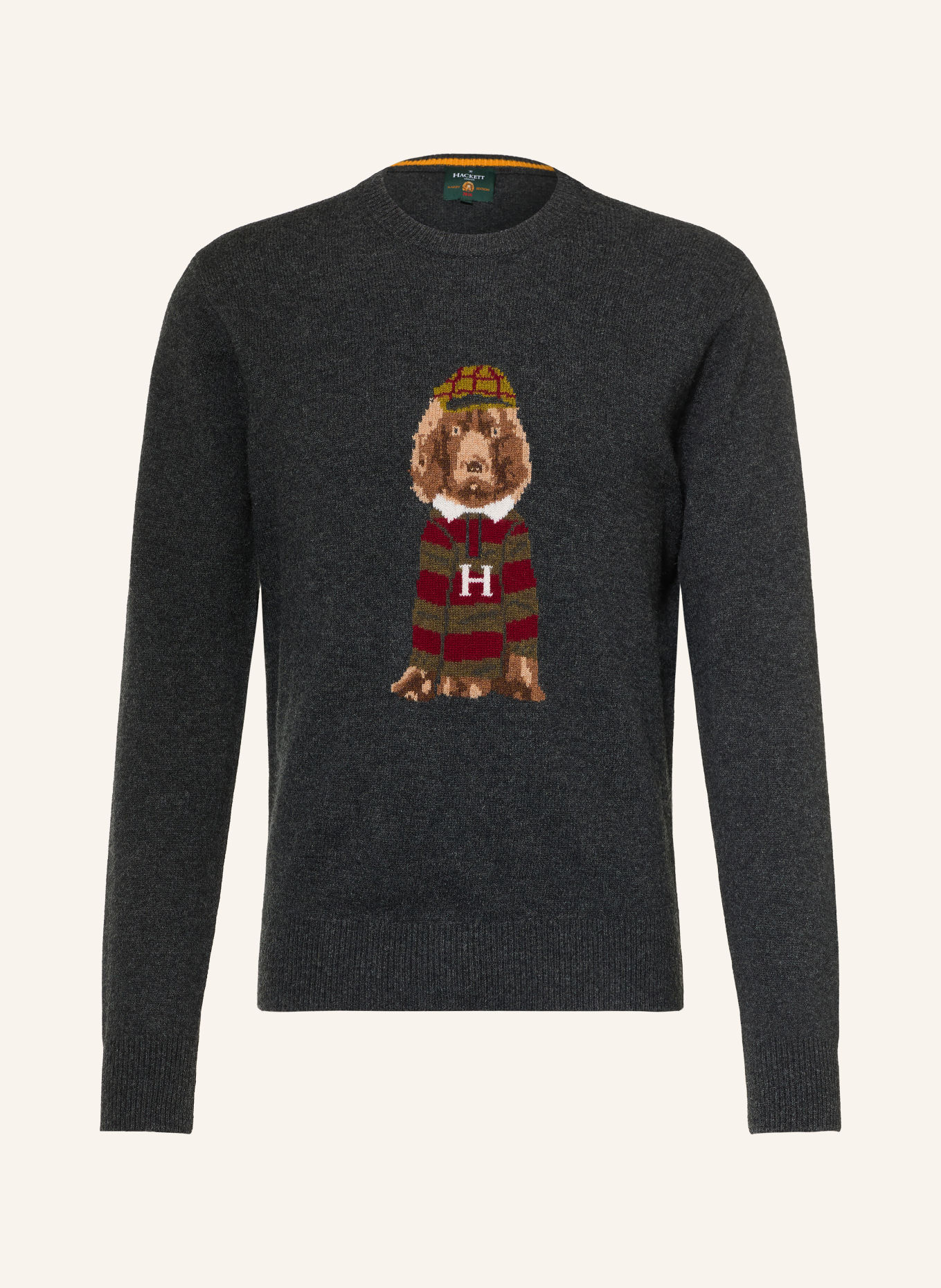 HACKETT LONDON Trui HERITAGE HARRY: DONKERGRIJS / DONKERROOD / KAKI