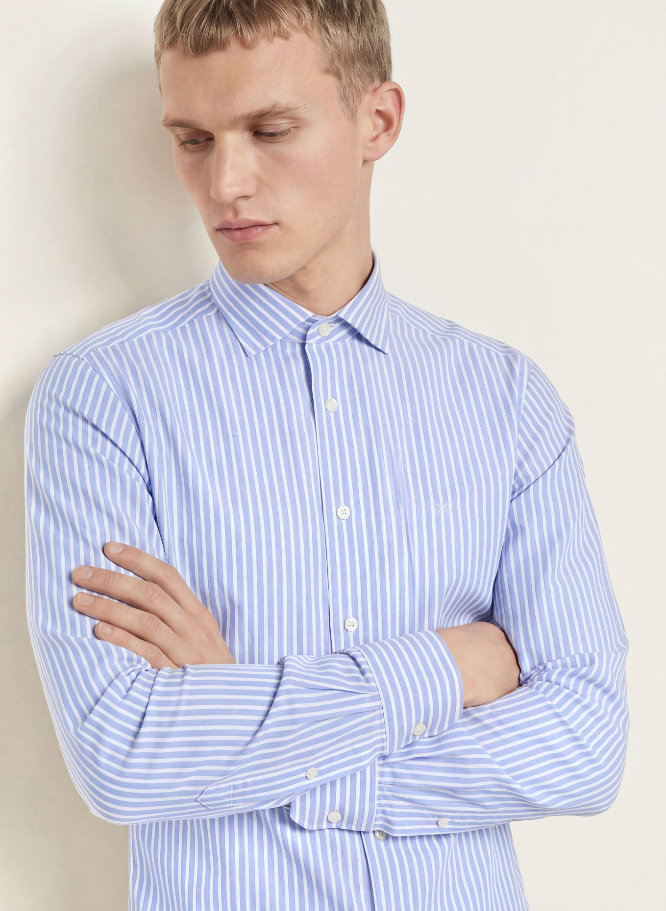 HACKETT LONDON Overhemd Tailored Fit: LICHTBLAUW / WIT
