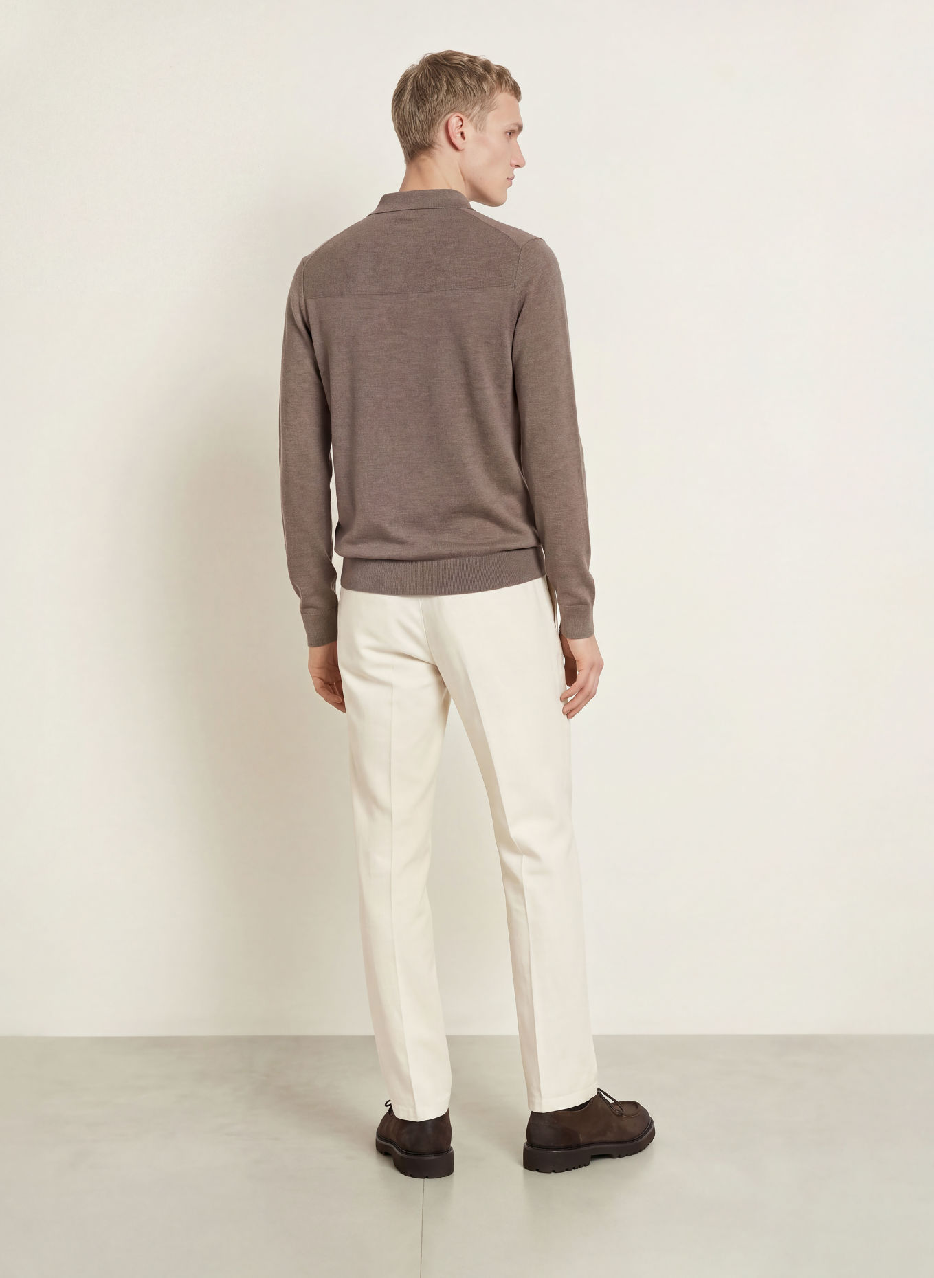 HACKETT LONDON Strikket polo: TAUPE