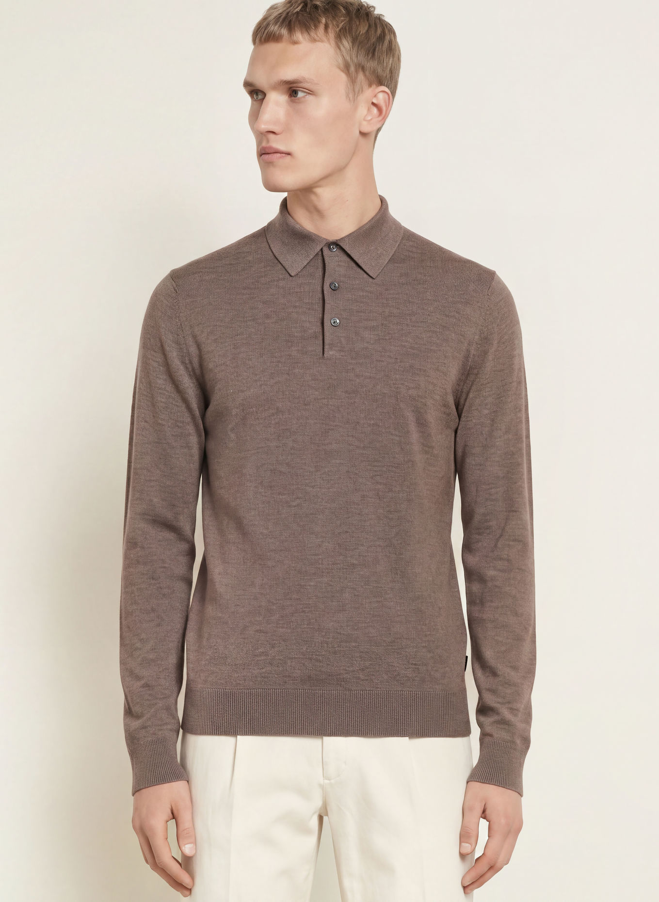 HACKETT LONDON Strikket polo: TAUPE