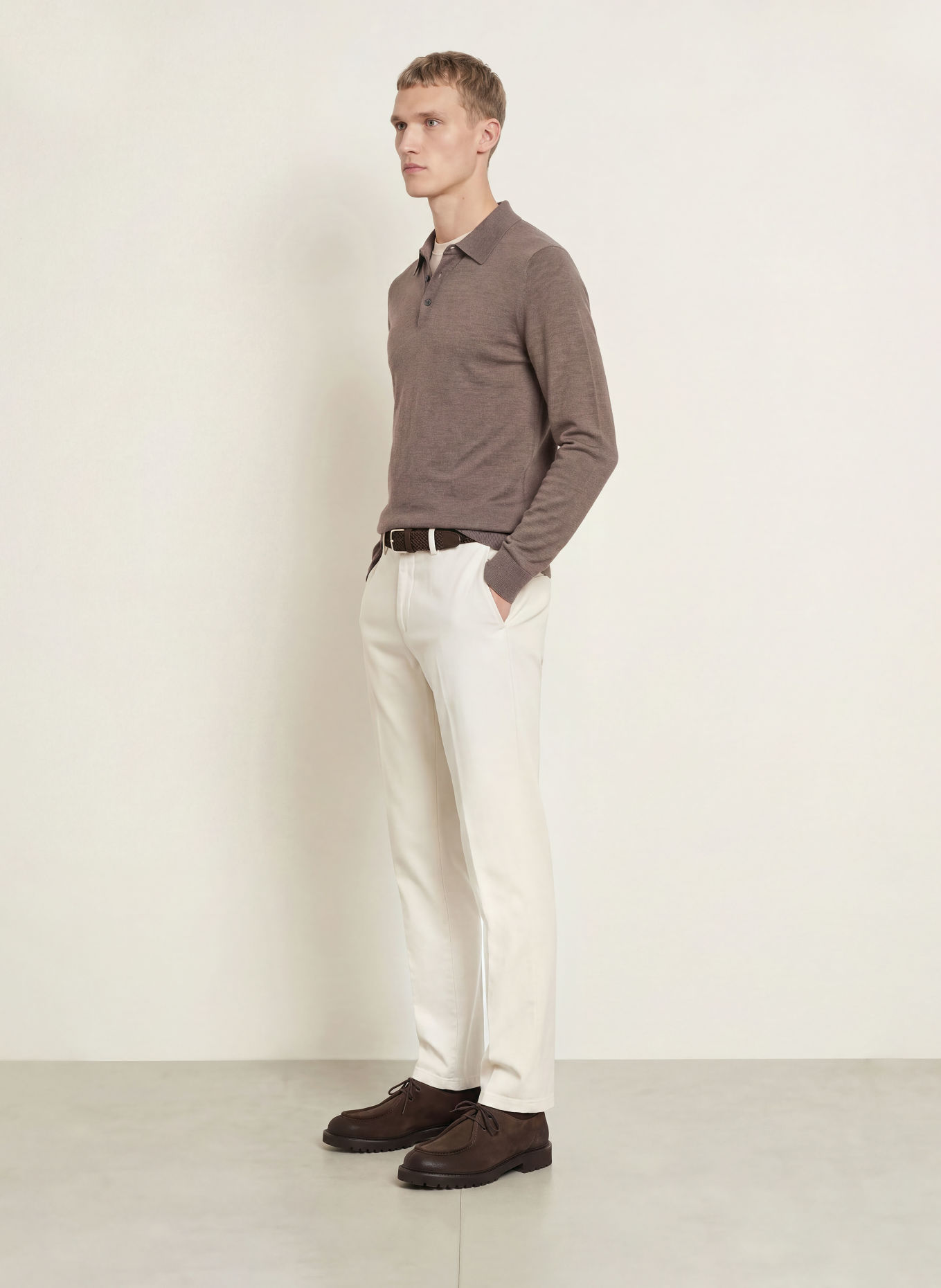 HACKETT LONDON Strikket polo: TAUPE