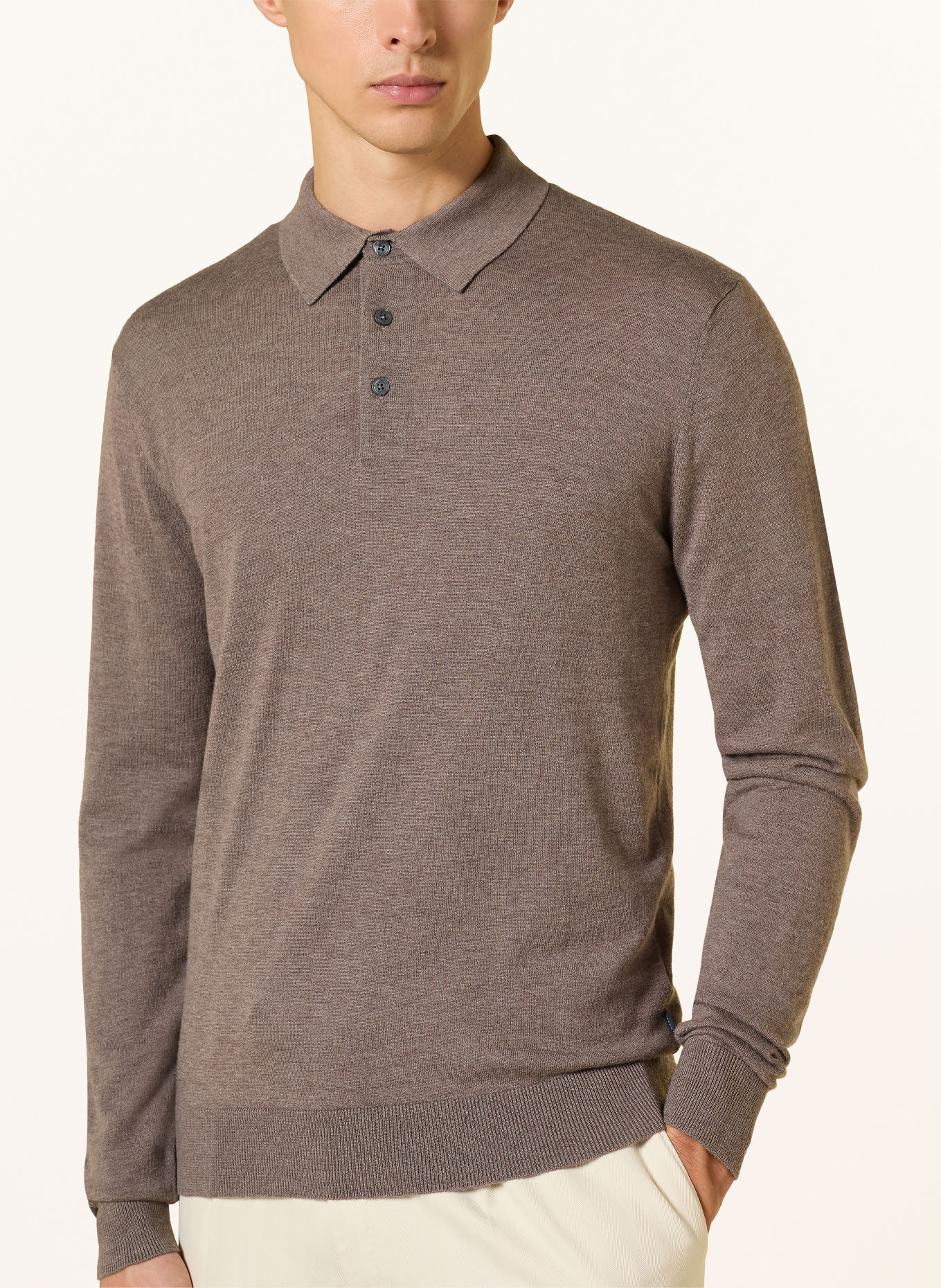 HACKETT LONDON Strikket polo: TAUPE