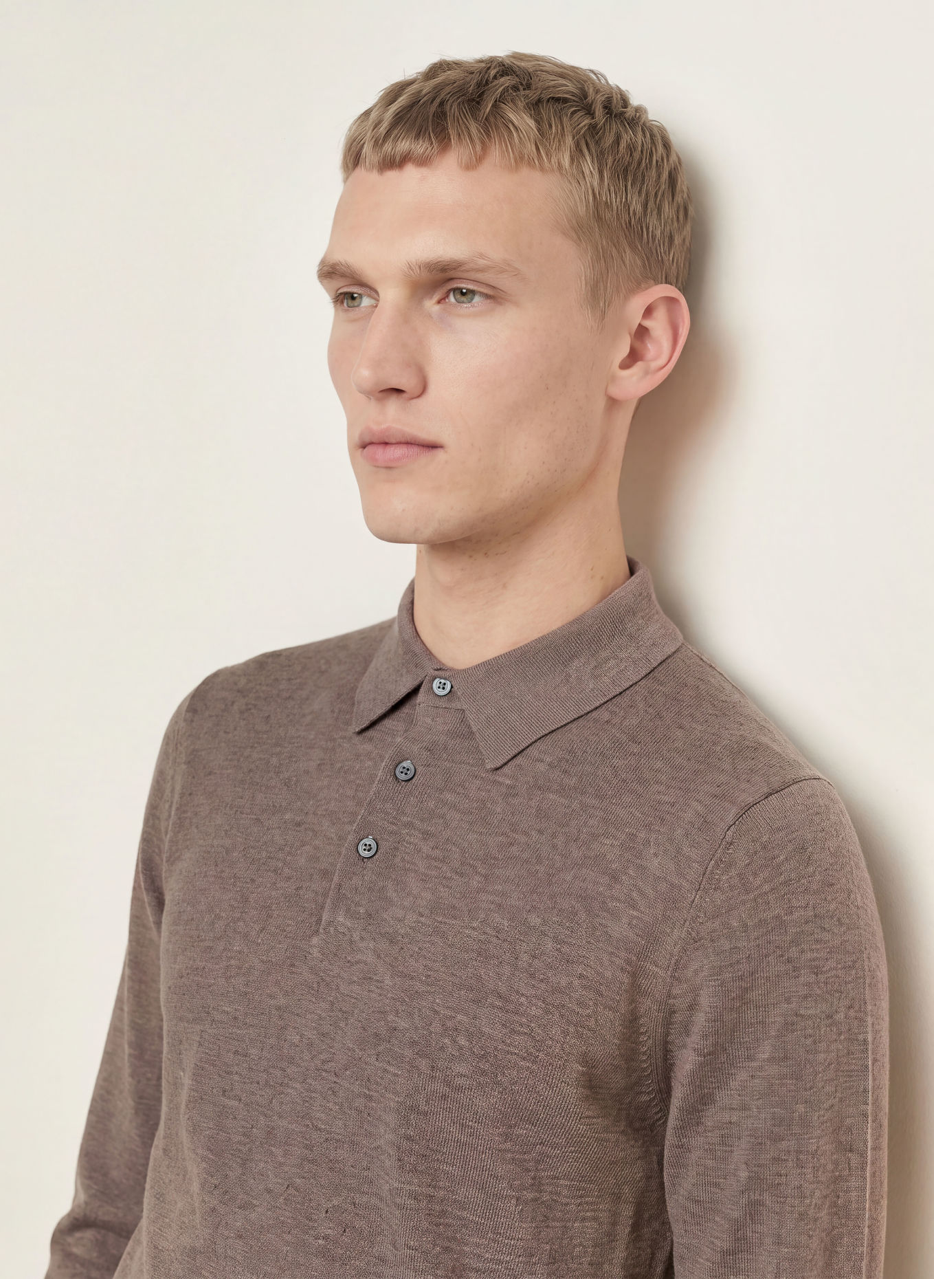 HACKETT LONDON Strikket polo: TAUPE