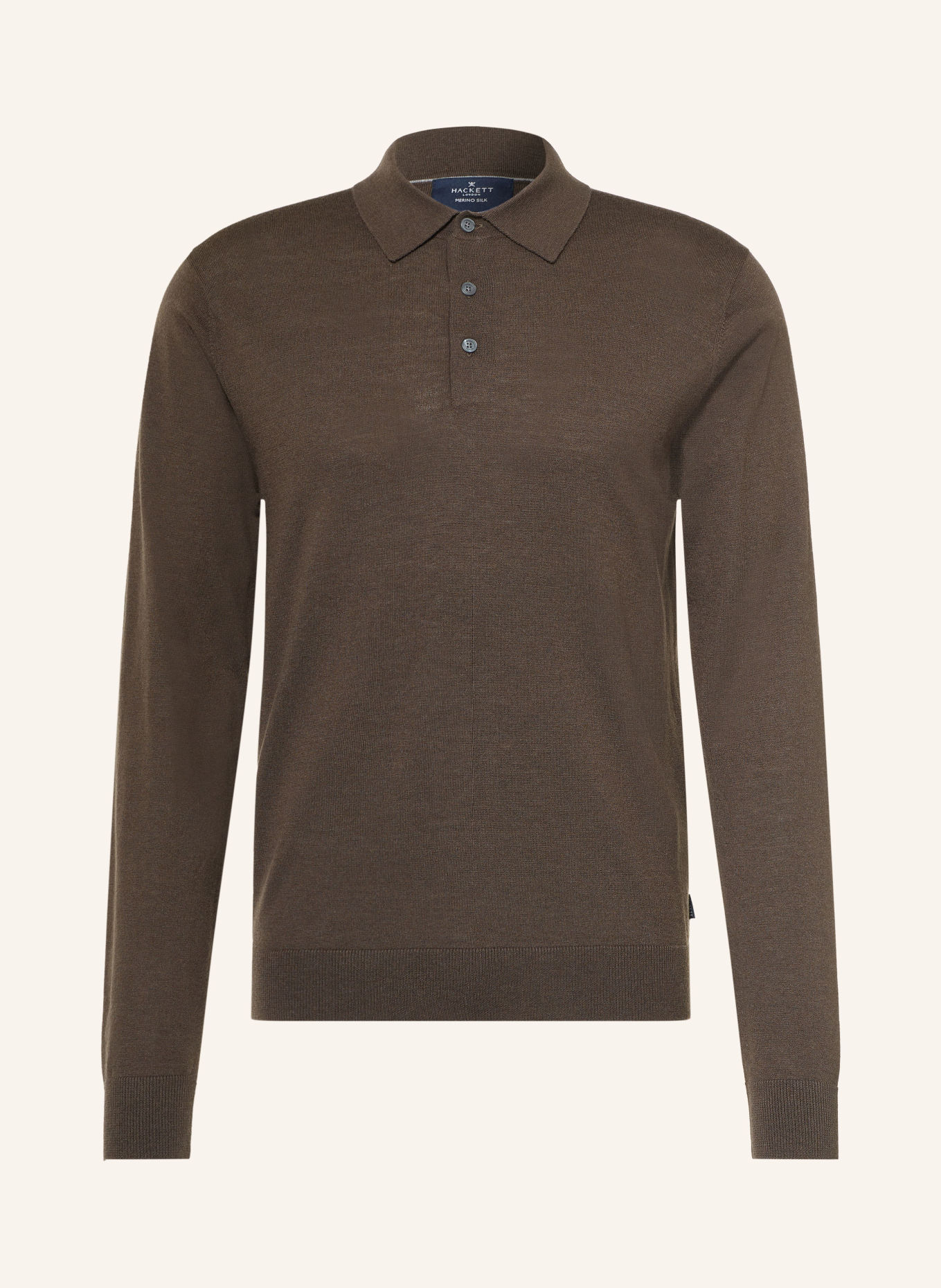 HACKETT LONDON Gebreid poloshirt: KAKI