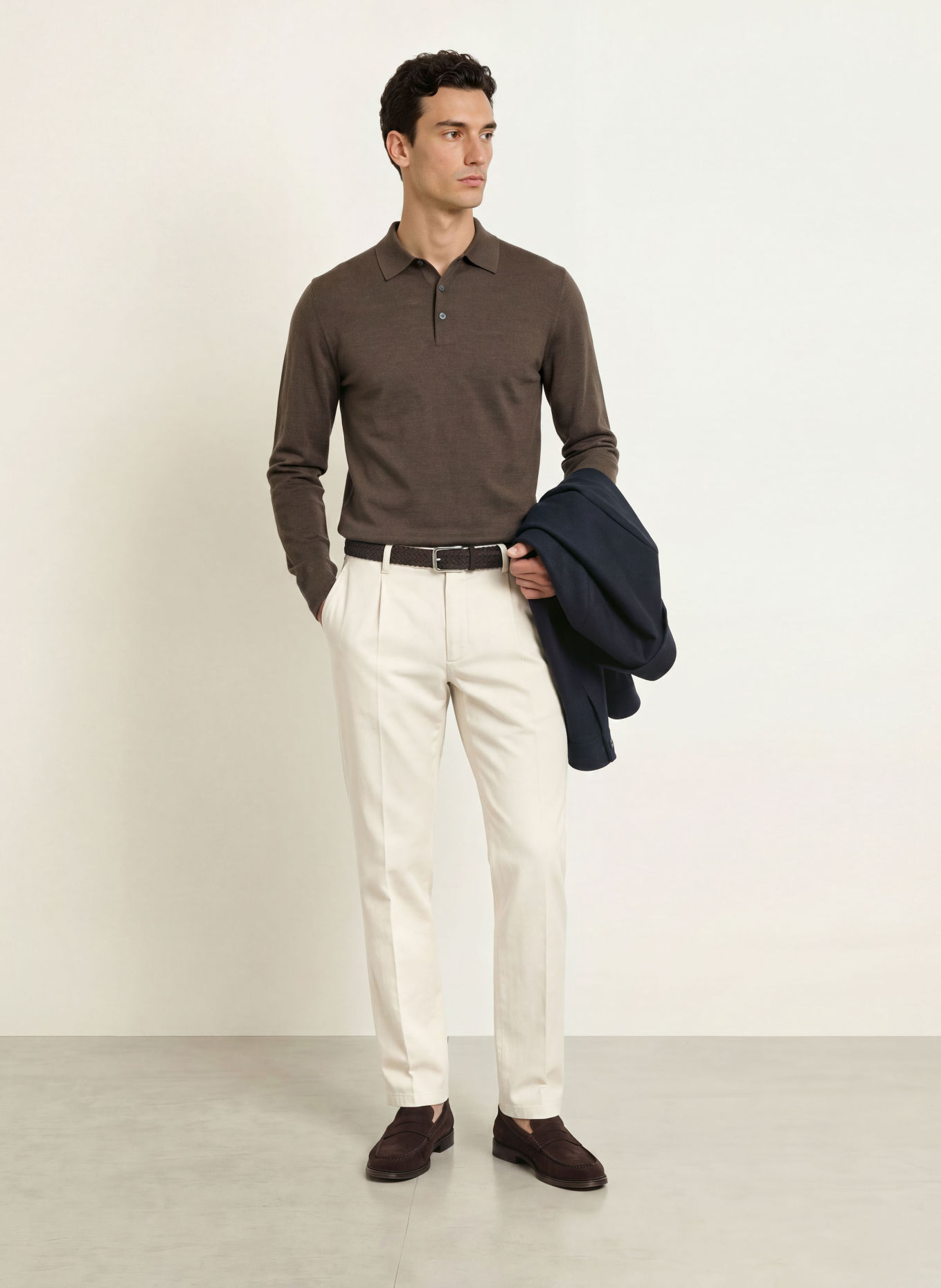 HACKETT LONDON Gebreid poloshirt: KAKI