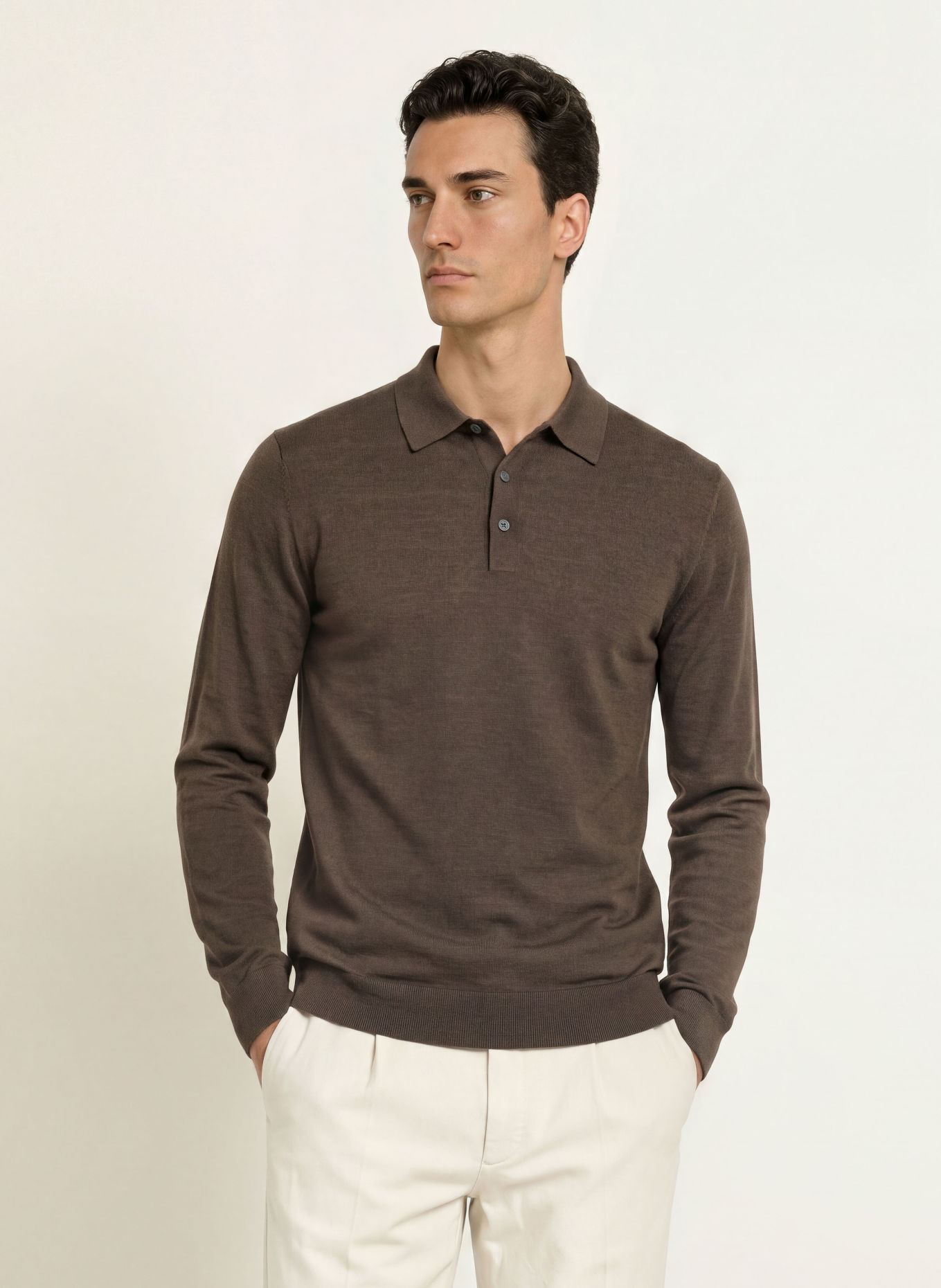 HACKETT LONDON Gebreid poloshirt: KAKI