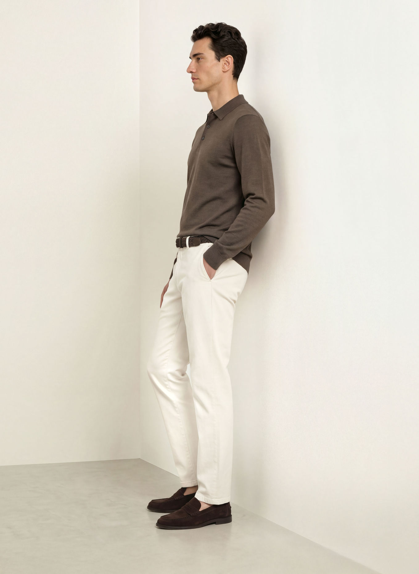 HACKETT LONDON Gebreid poloshirt: KAKI