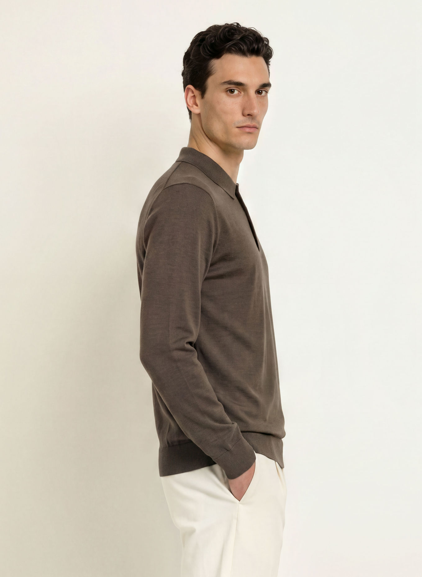 HACKETT LONDON Gebreid poloshirt: KAKI