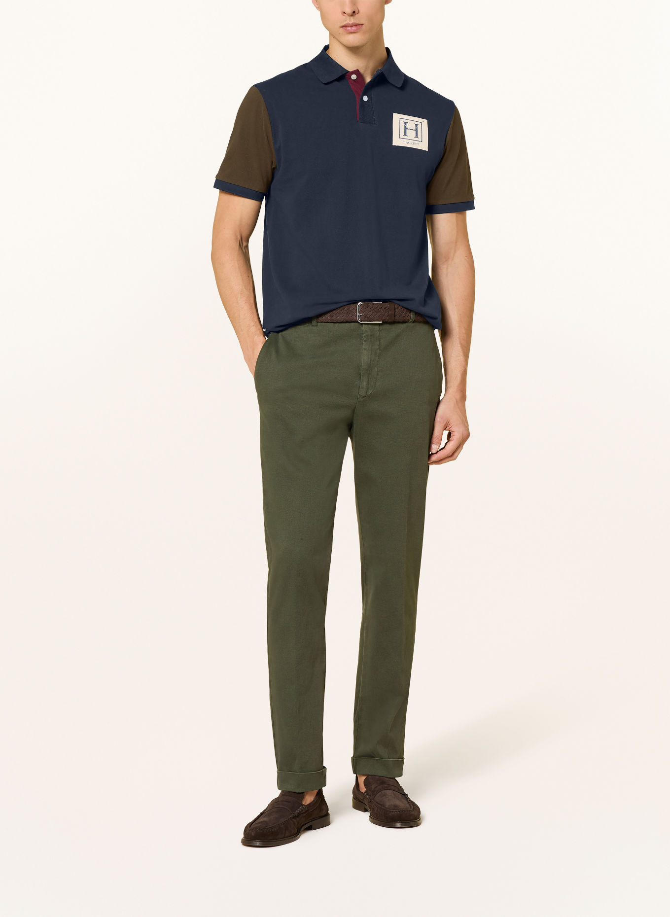 HACKETT LONDON Polo piqué HERITAGE: BLEU FONCÉ / KAKI