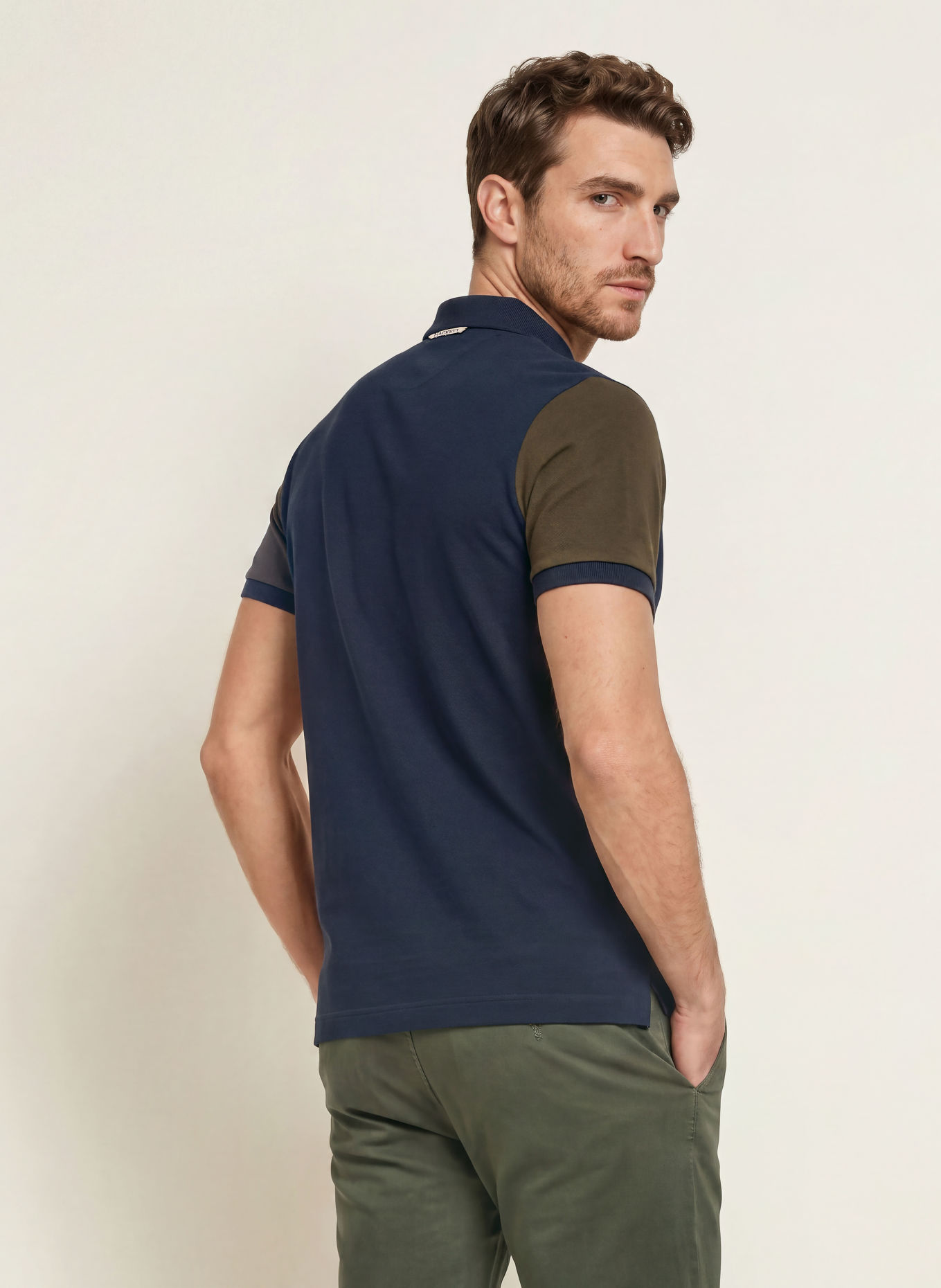 HACKETT LONDON Polo piqué HERITAGE: BLEU FONCÉ / KAKI