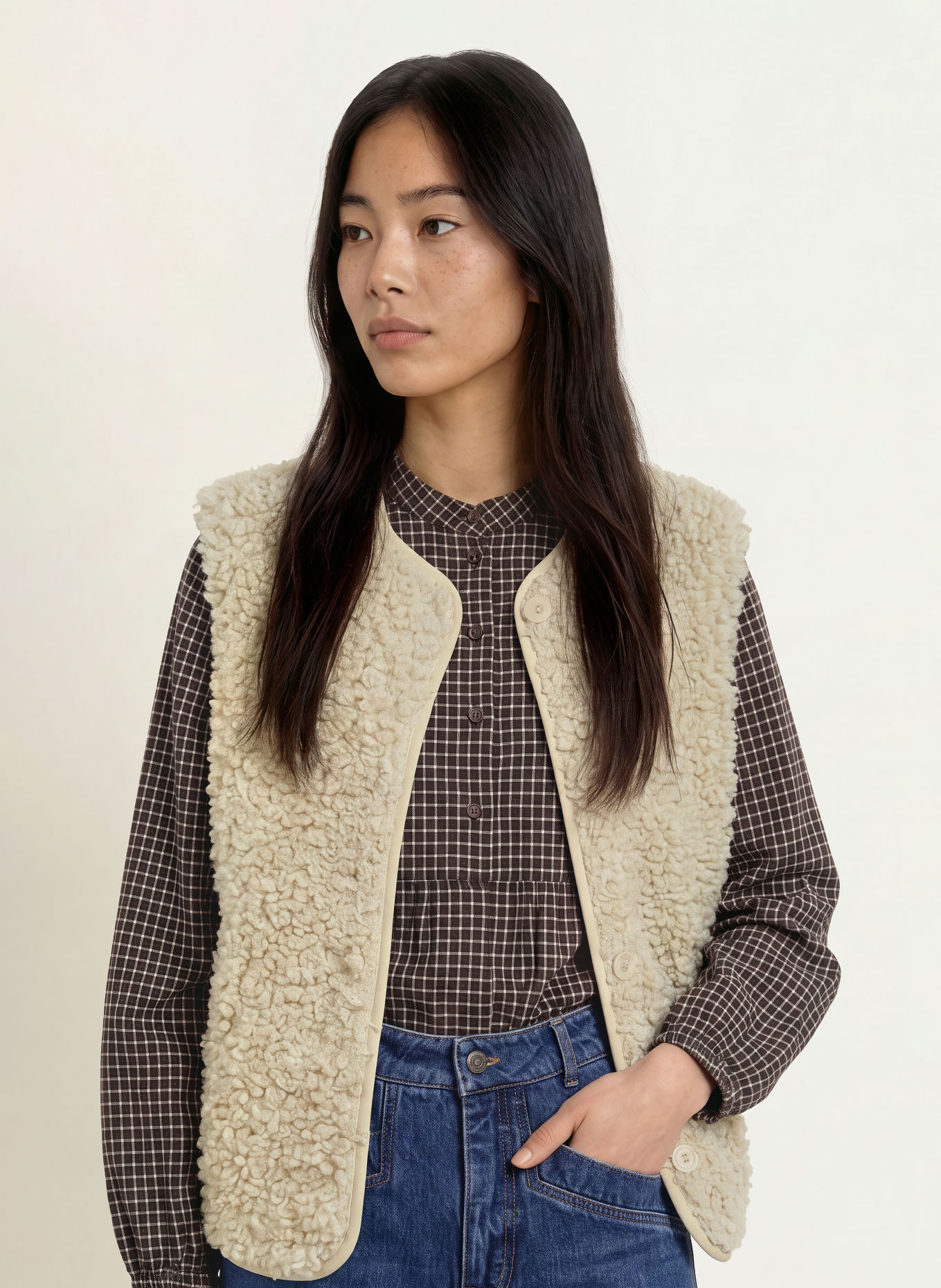 lollys laundry VADALL Teddy Fur Vest: CREAM