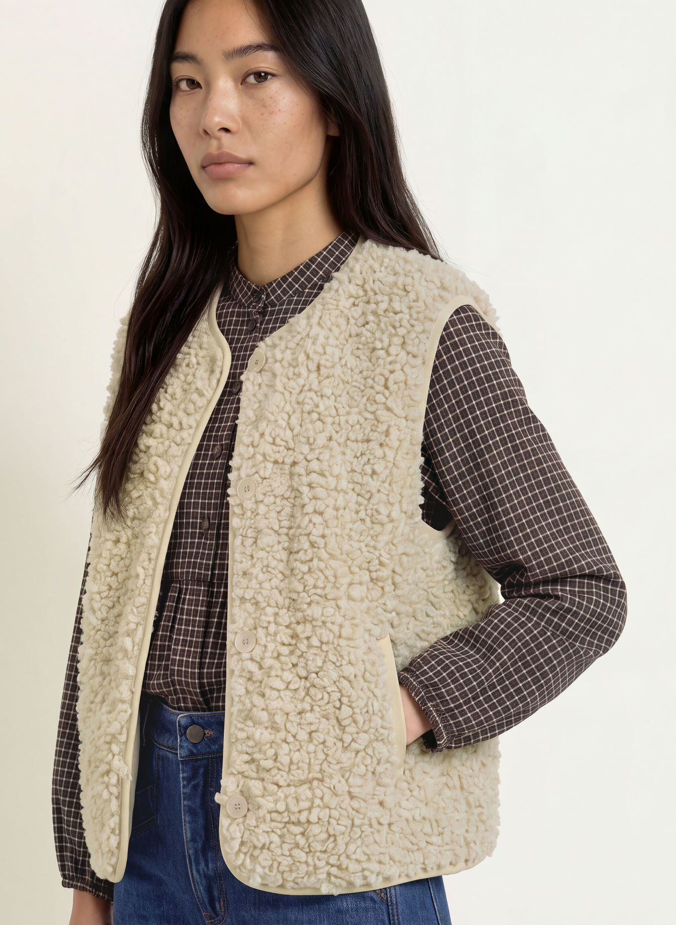 lollys laundry VADALL Teddy Fur Vest: CREAM