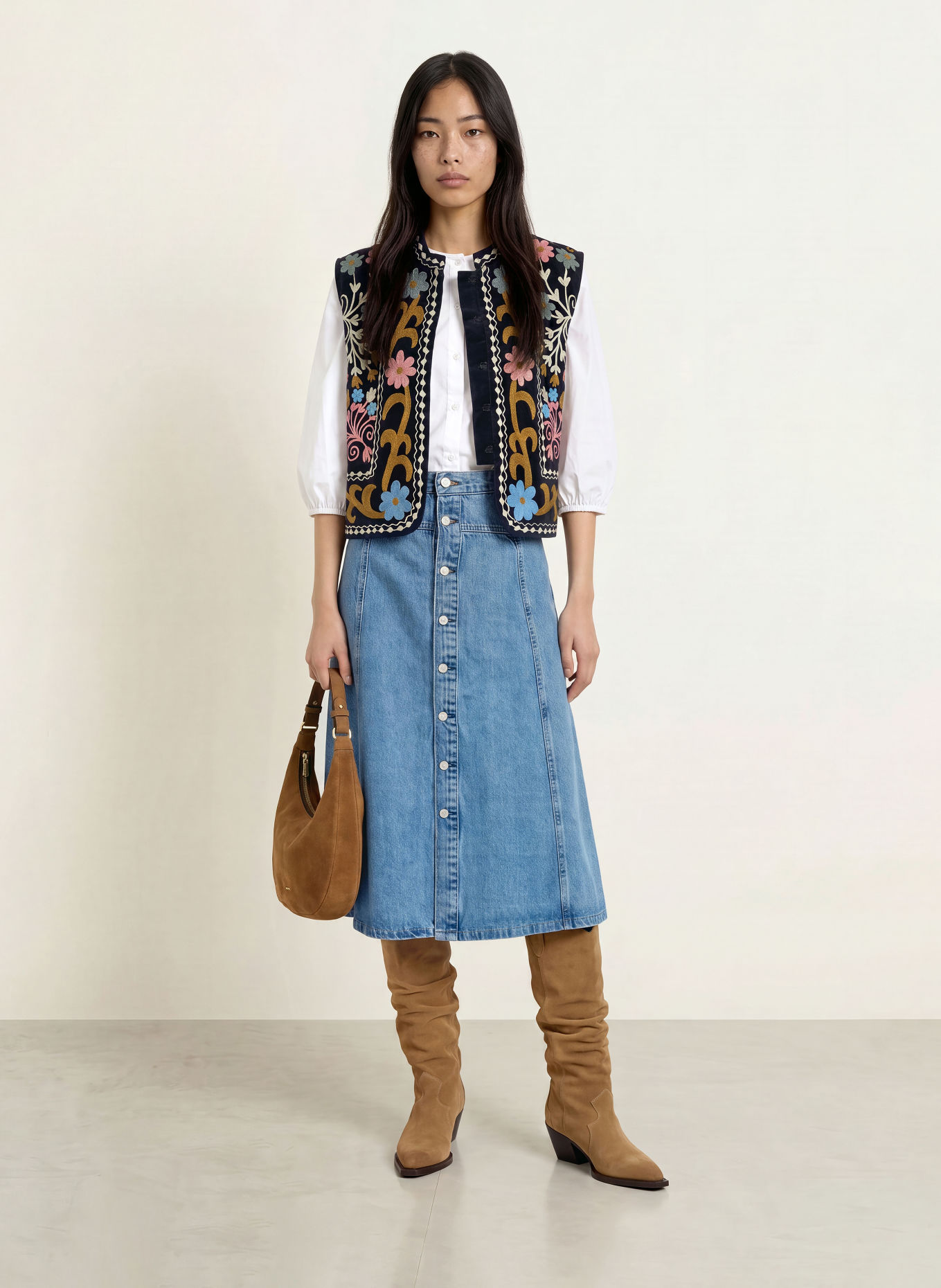 lollys laundry BINLL Vest: DARK BLUE / PINK / CREAM