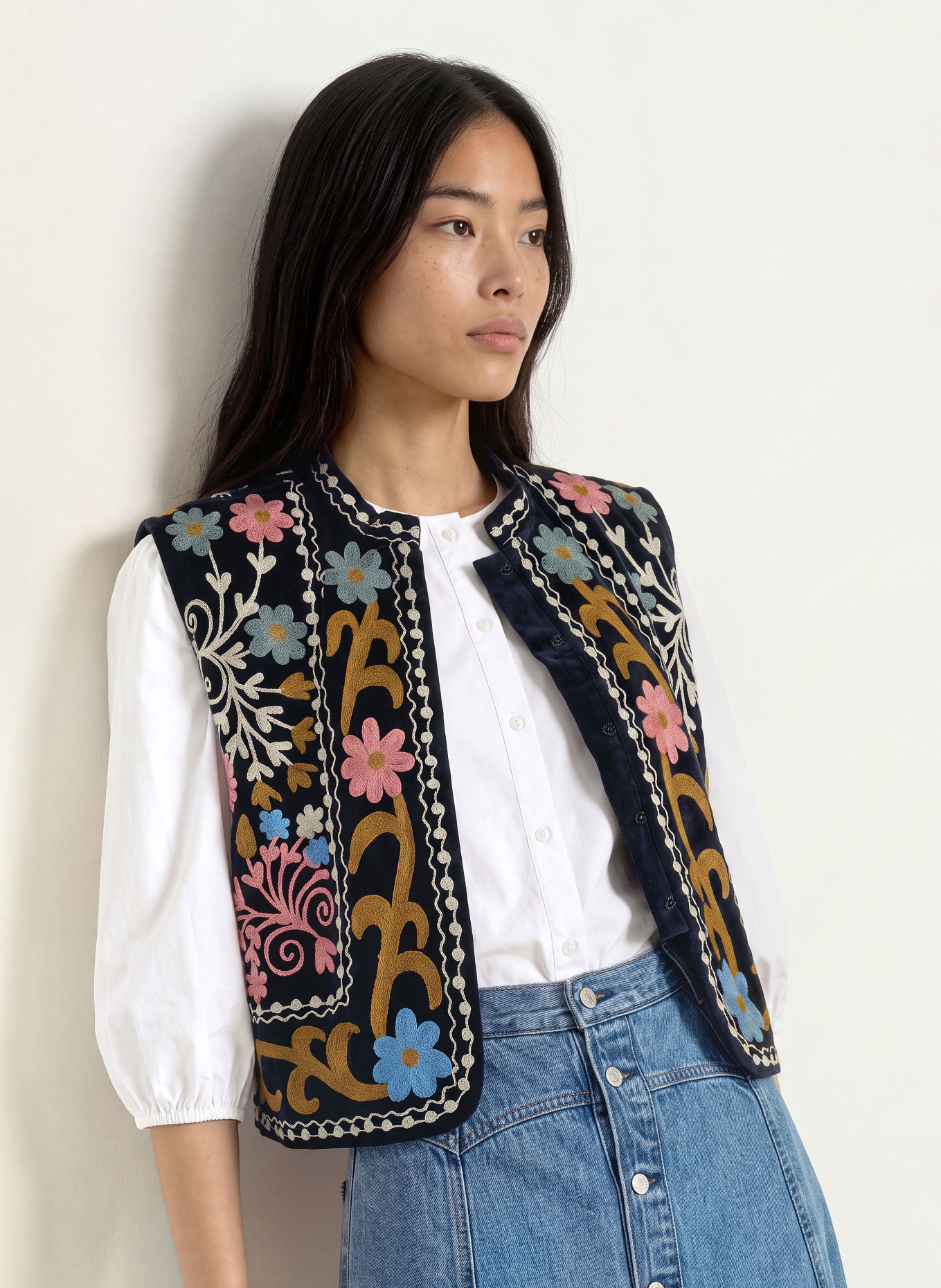 lollys laundry BINLL Vest: DARK BLUE / PINK / CREAM