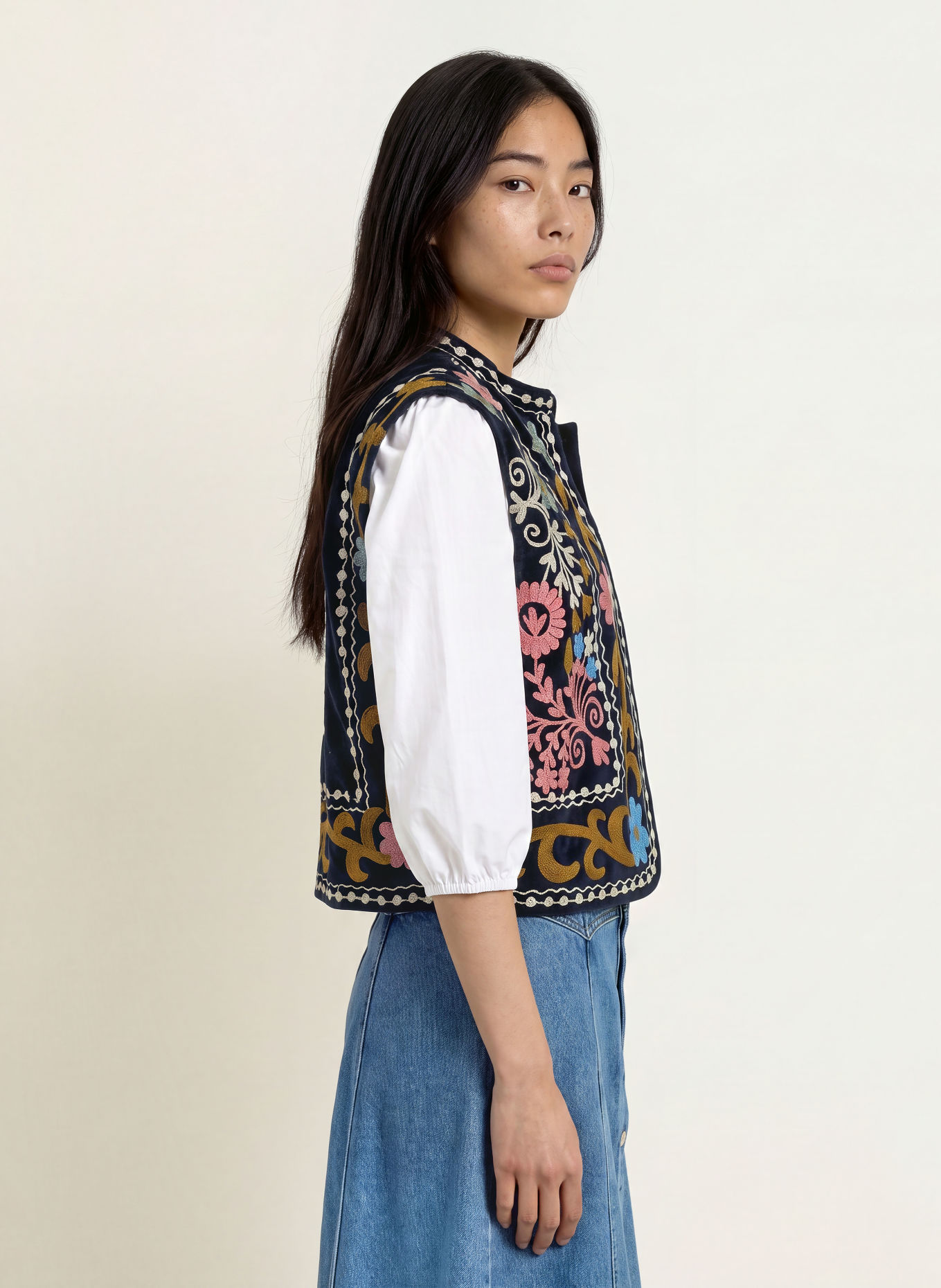 lollys laundry BINLL Vest: DARK BLUE / PINK / CREAM