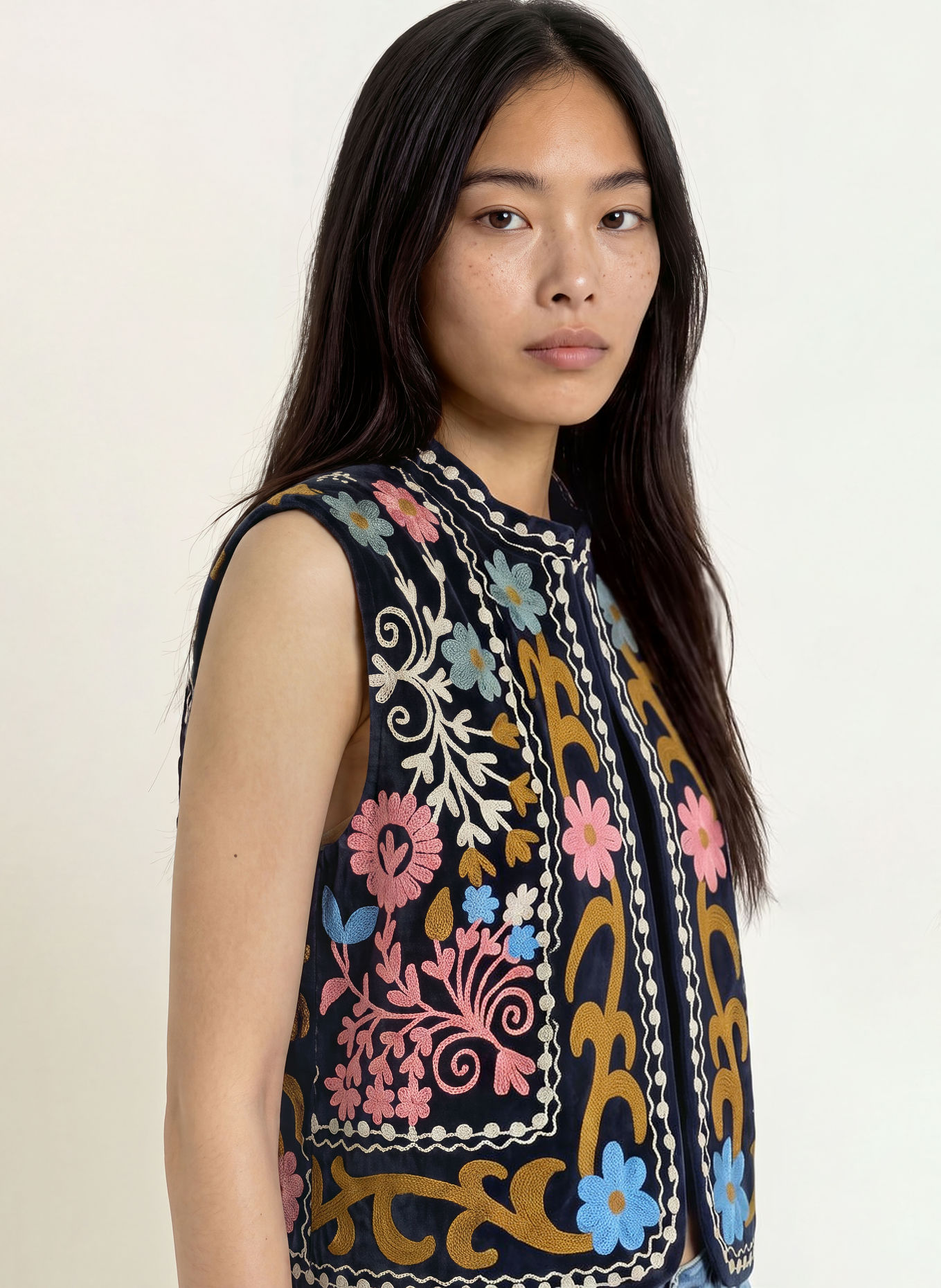 lollys laundry BINLL Vest: DARK BLUE / PINK / CREAM
