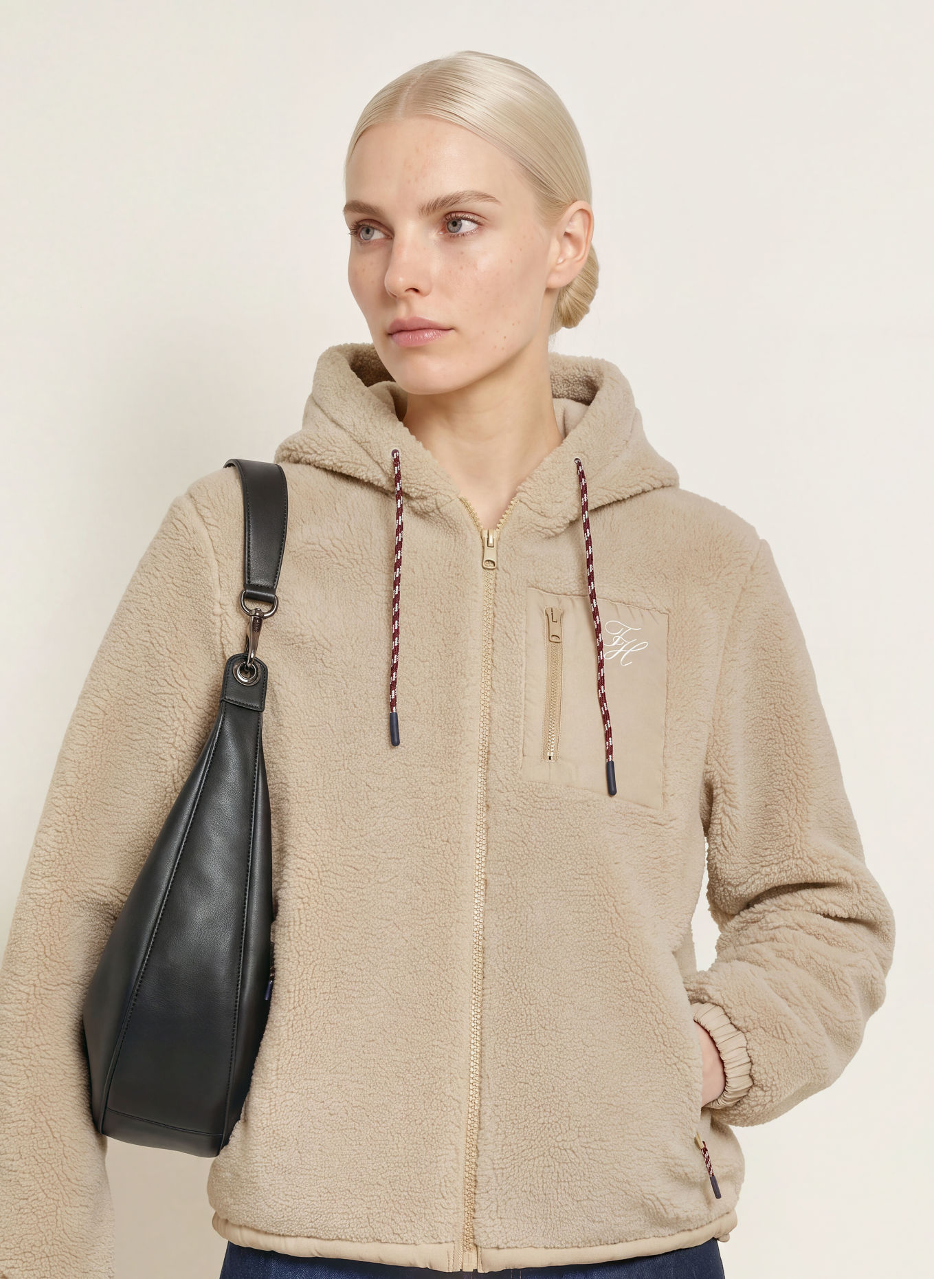 TOMMY HILFIGER Teddyfell-Jacke: BEIGE