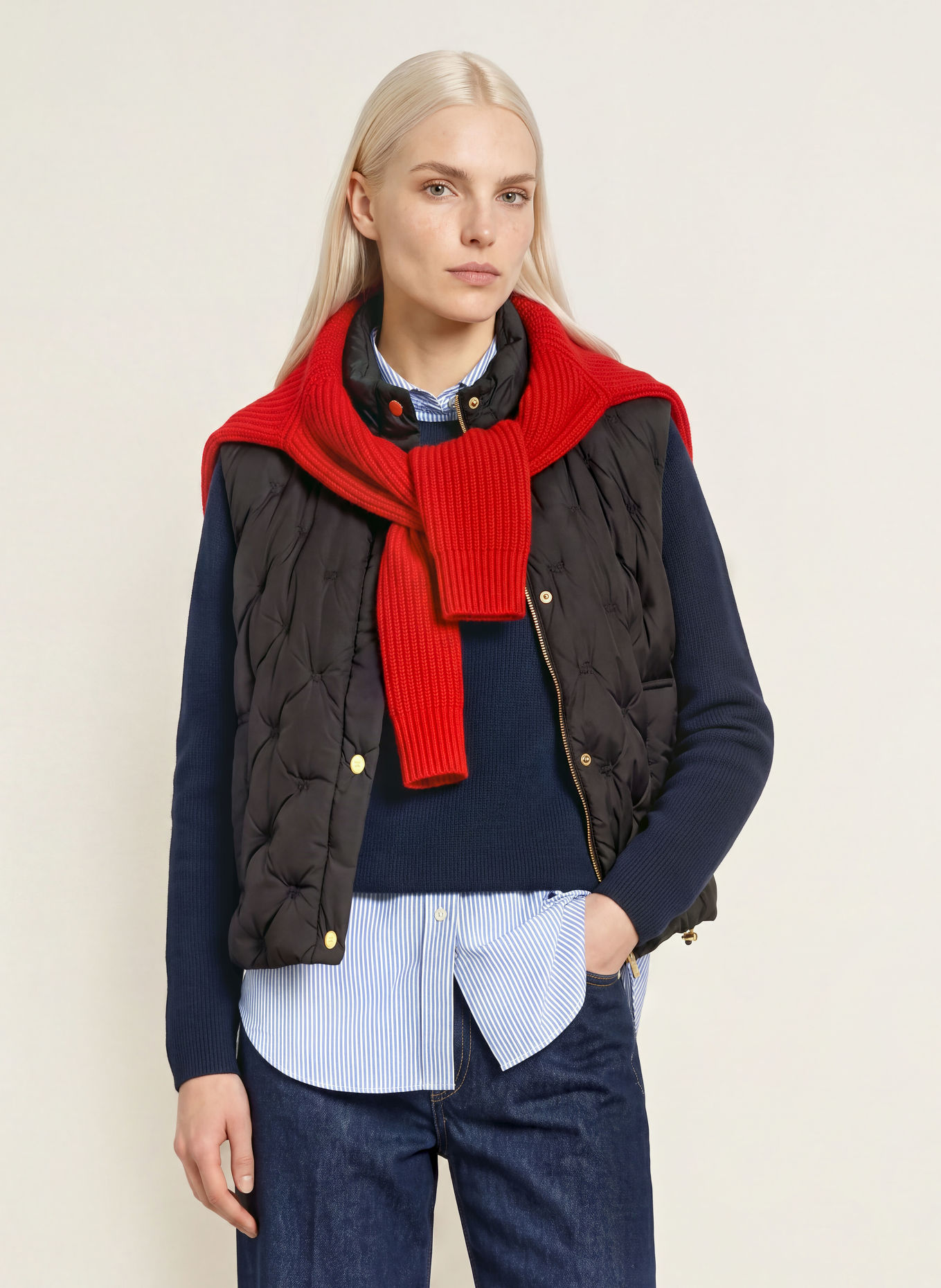 TOMMY HILFIGER Down vest: BLACK