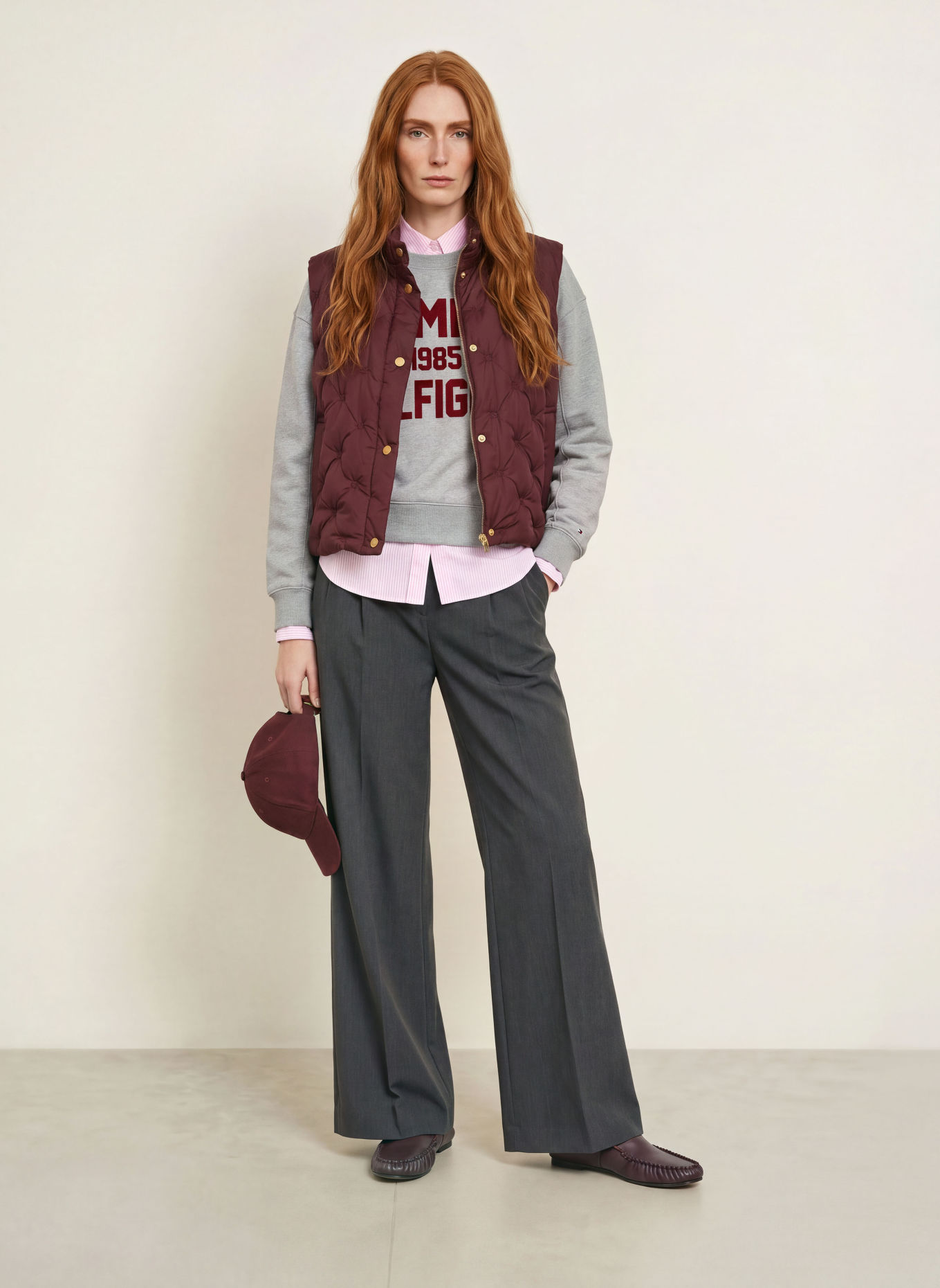 TOMMY HILFIGER Down vest: DARK RED