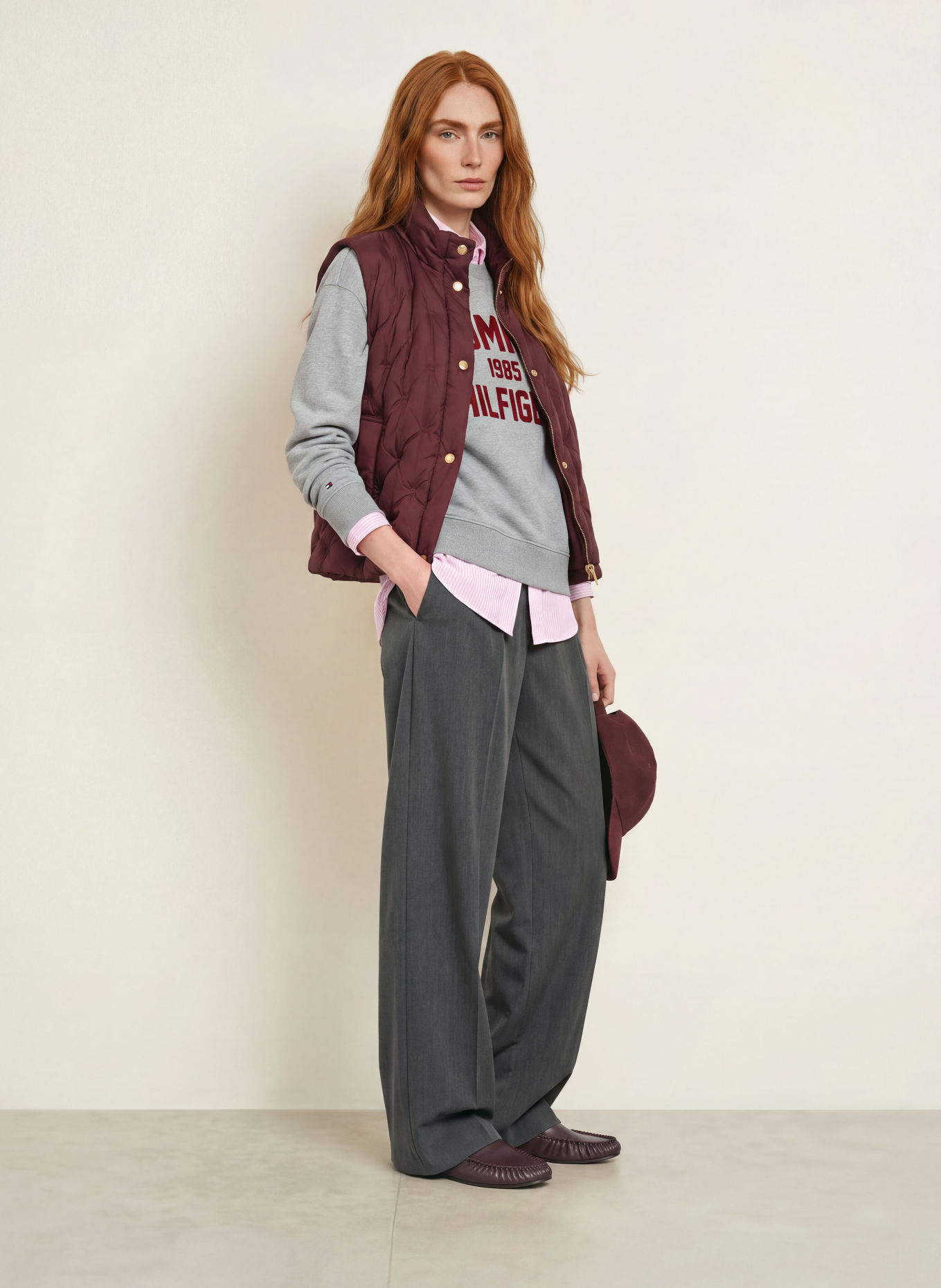 TOMMY HILFIGER Down vest: DARK RED