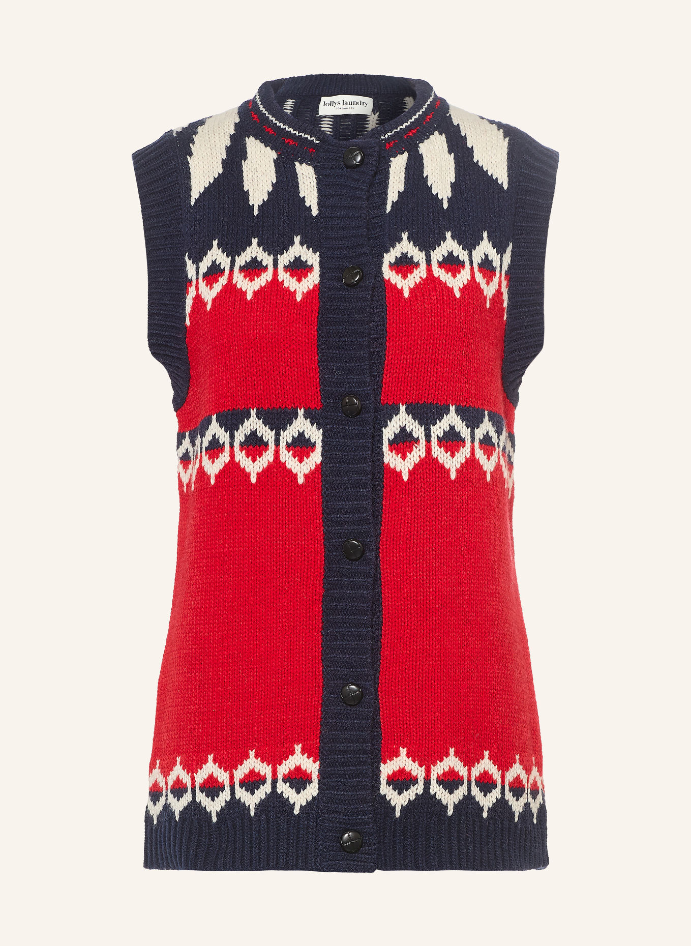 lollys laundry Gilet en maille CLEOLL: ROUGE / CRÈME / BLEU FONCÉ