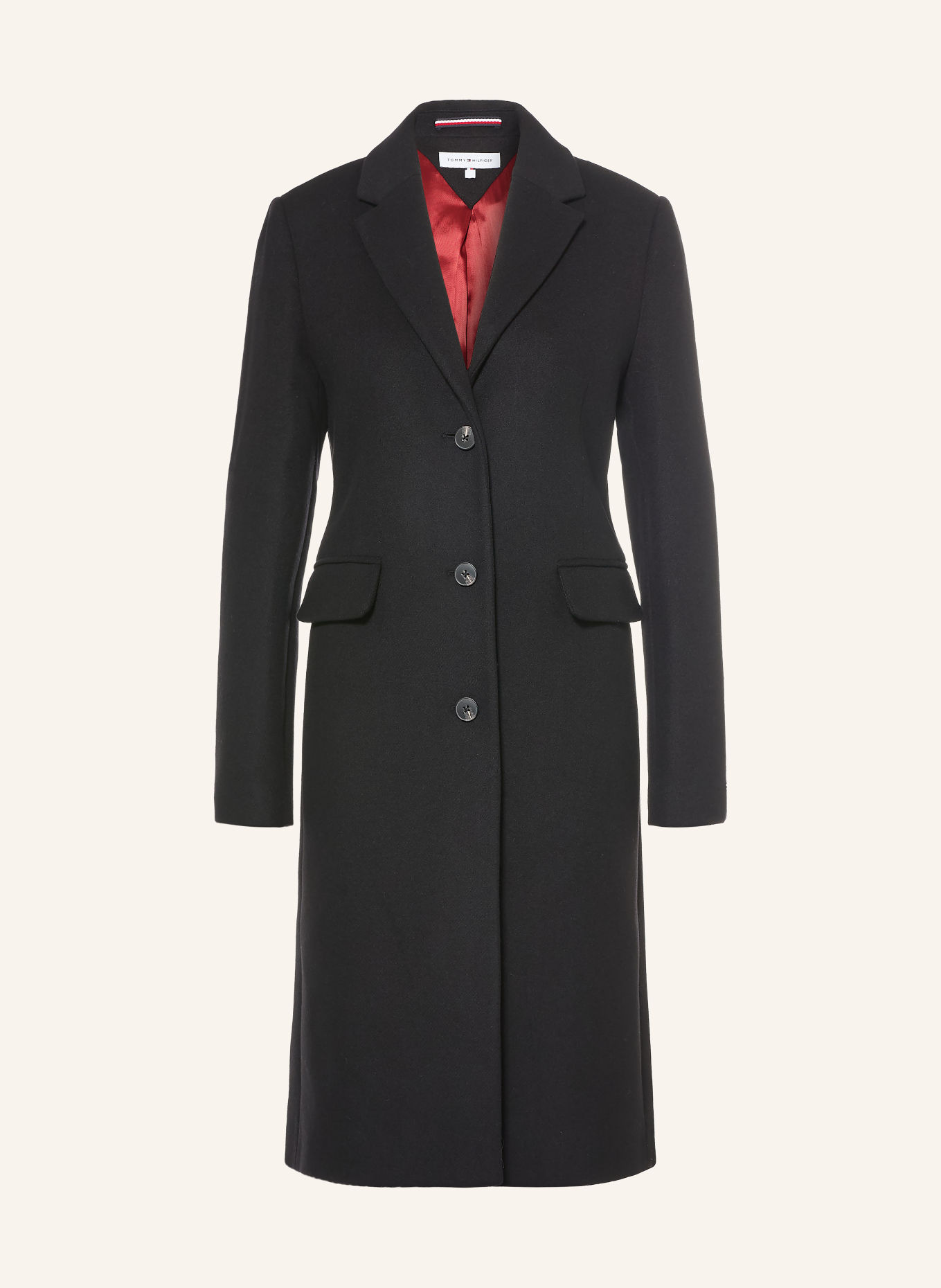 TOMMY HILFIGER Wollen mantel: ZWART