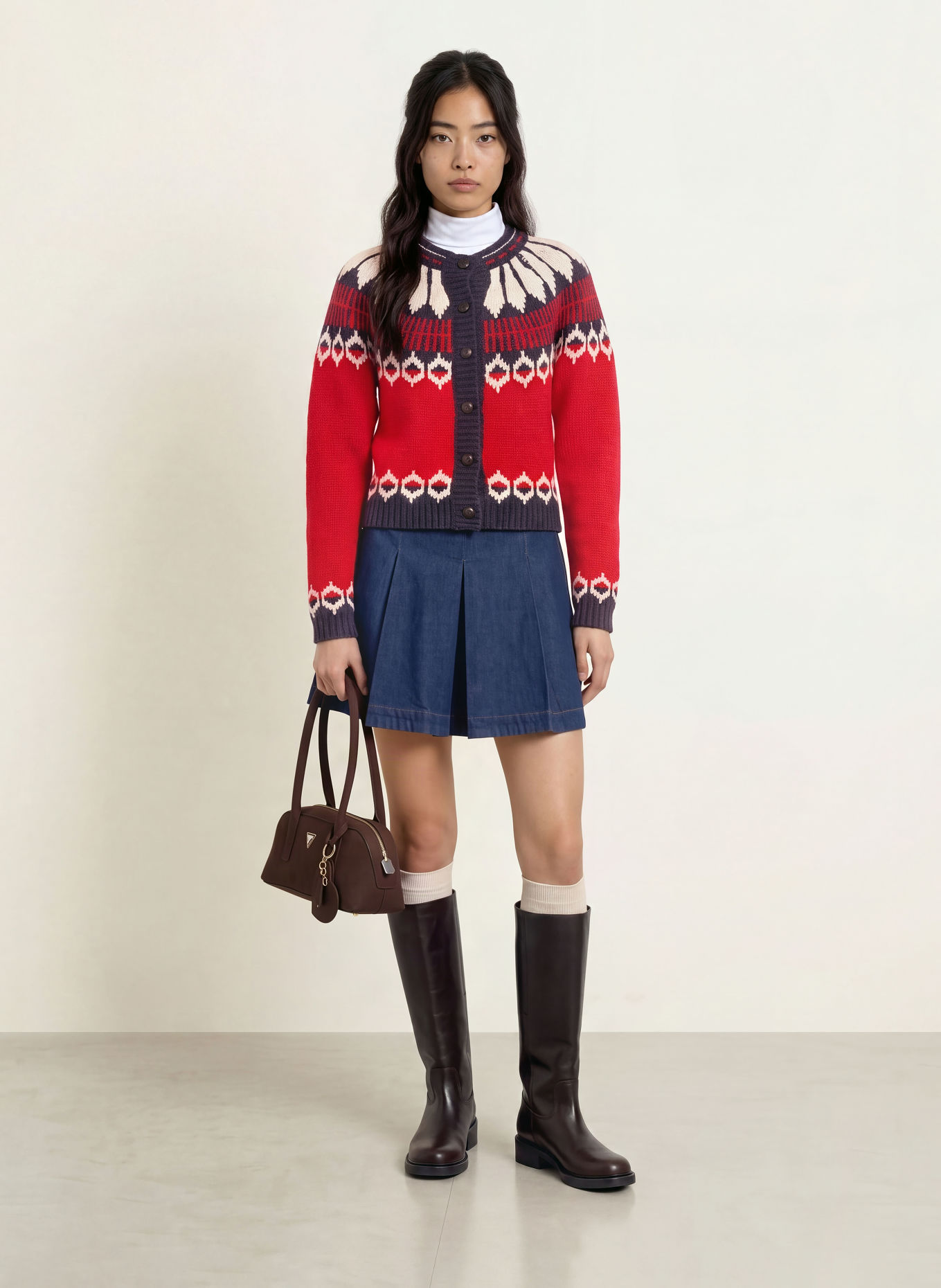 lollys laundry Vest CLARELL: ROOD / CRÈME / DONKERBLAUW