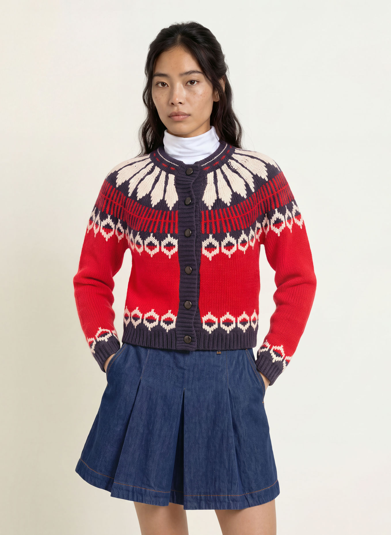lollys laundry Vest CLARELL: ROOD / CRÈME / DONKERBLAUW